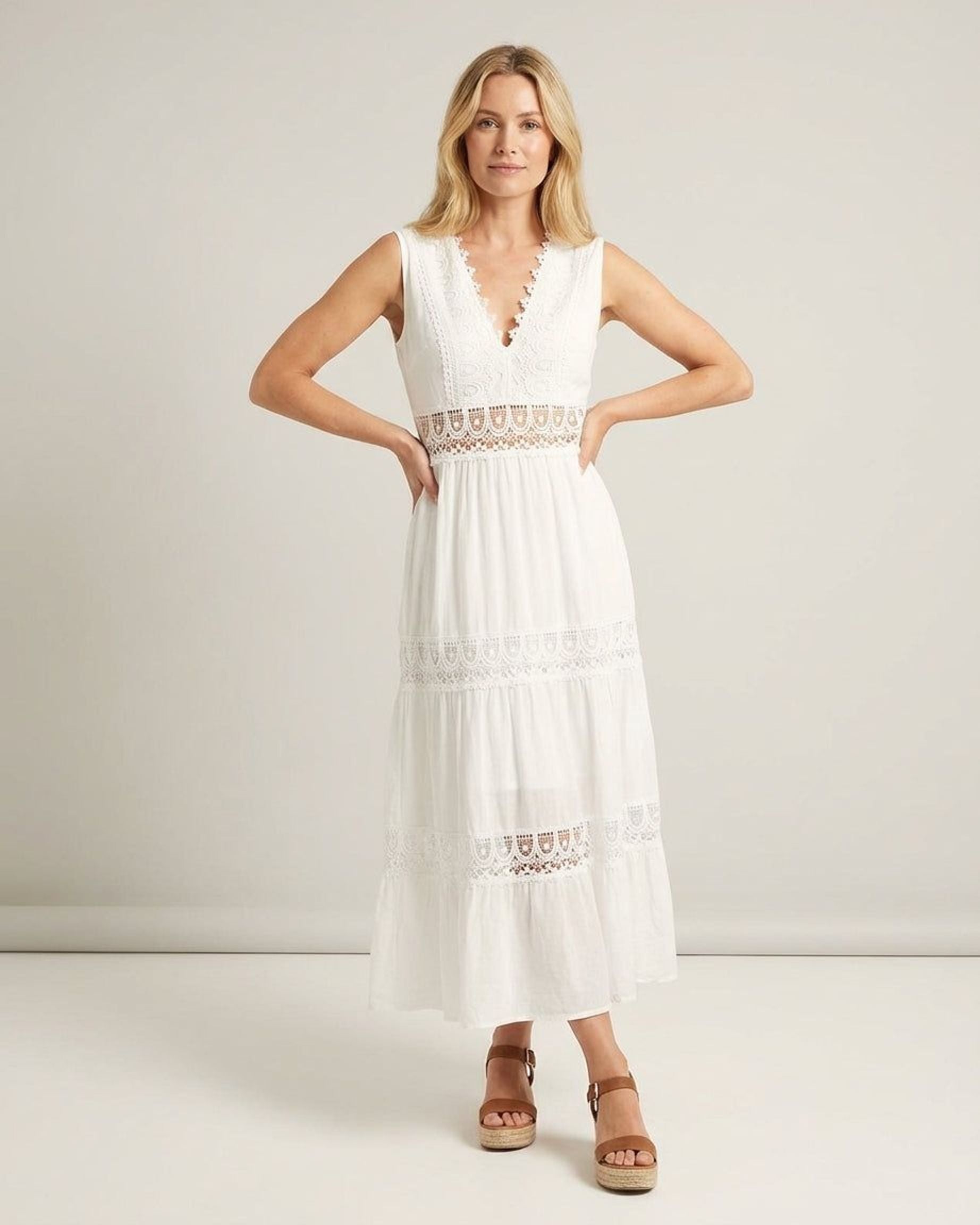 Elodie Varn | Women's Lace Midi Dress in White or Black