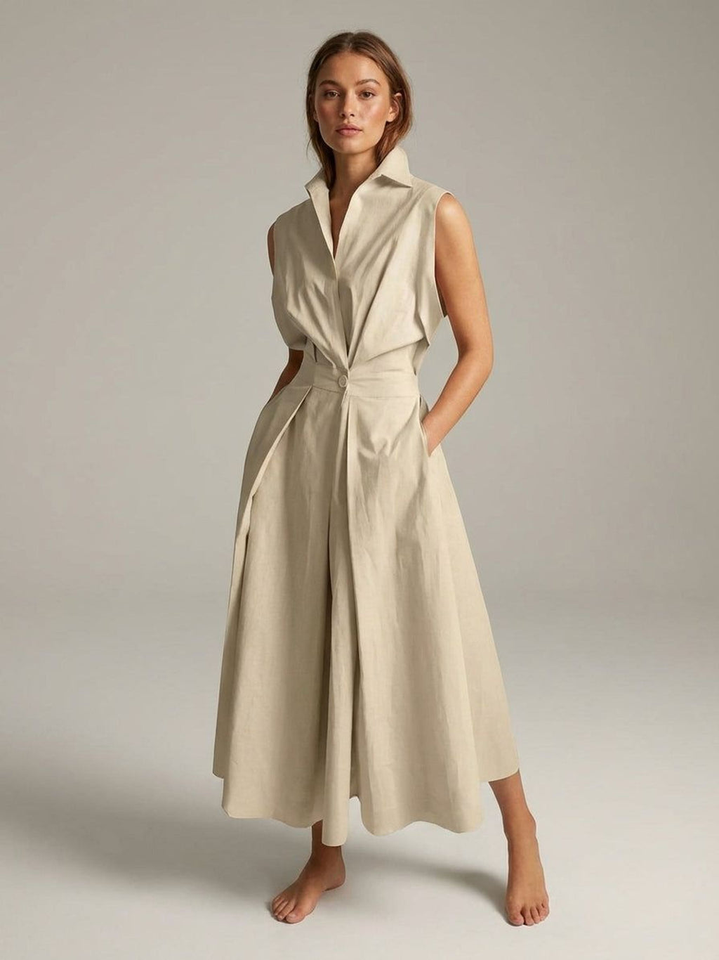 Clara Vire | Women's Cotton Shirt Dress with Collar