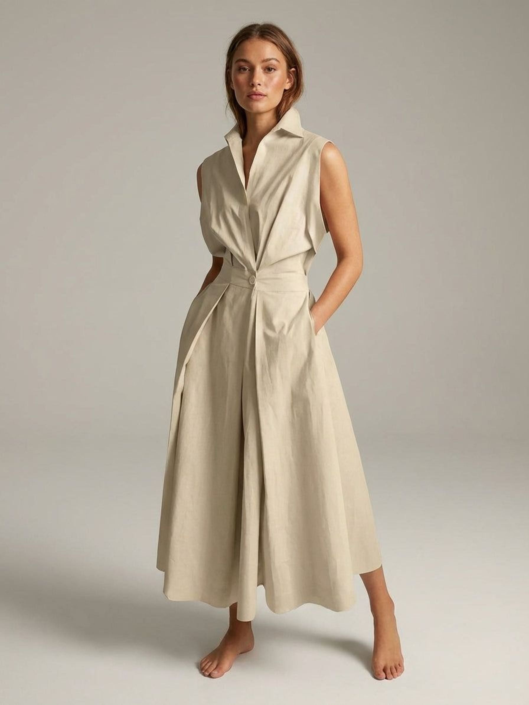 Clara Vire | Women's Cotton Shirt Dress with Collar