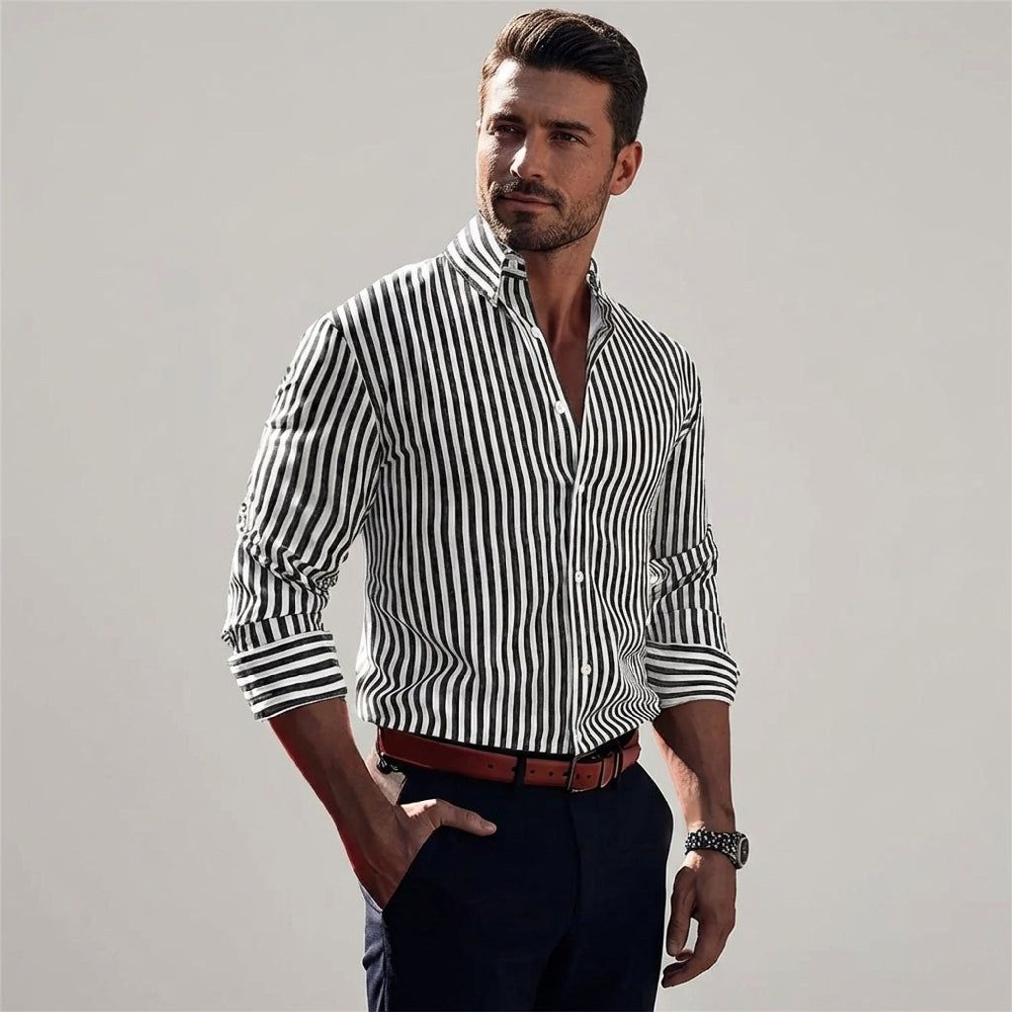 Jules Veran | Men's Lightweight Striped Shirt