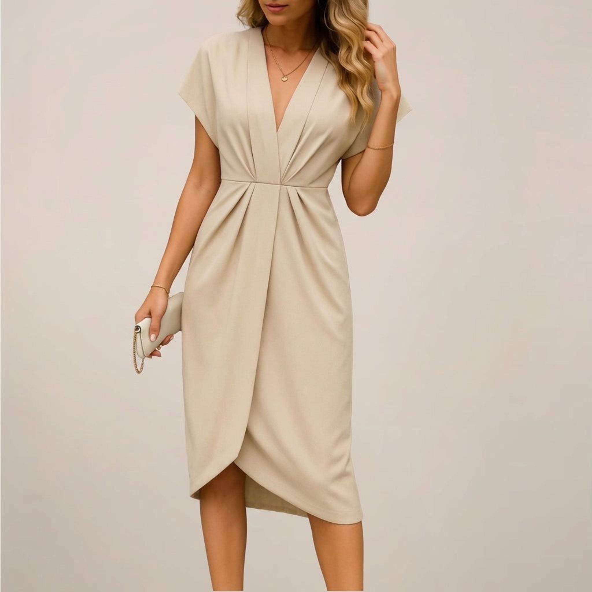 Elena Faye | Women's Adjustable Midi Wrap Dress in Black