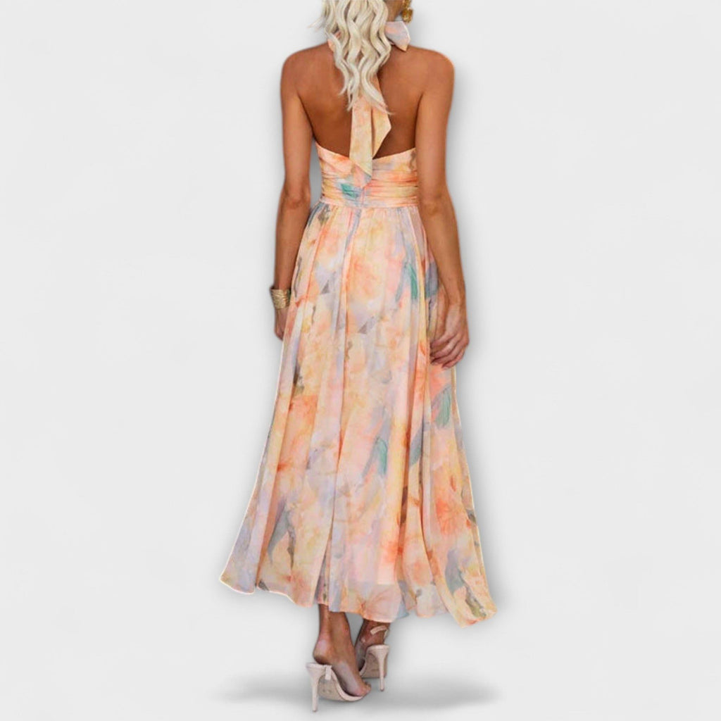 Elodie Vira | Women's Backless Peach Maxi Dress