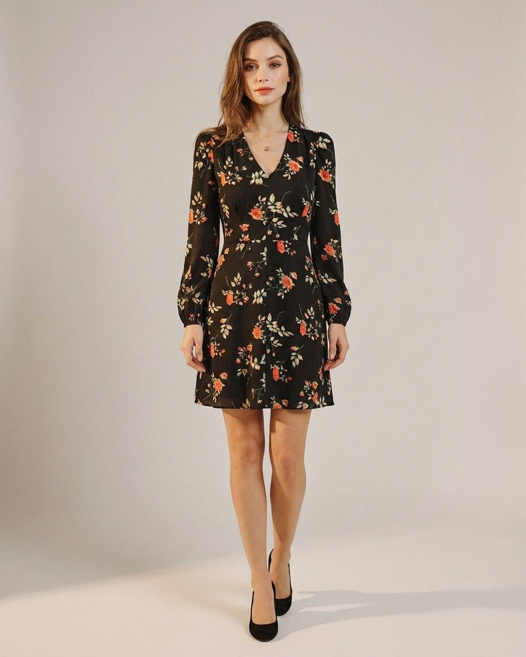 Elodie Vance | Women's Floral V Neck Long Sleeve Blouse