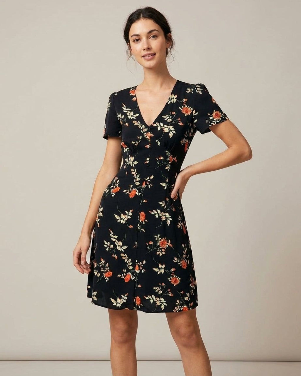 Isabelle Varn | Women's Floral Button-Up Mini Dress