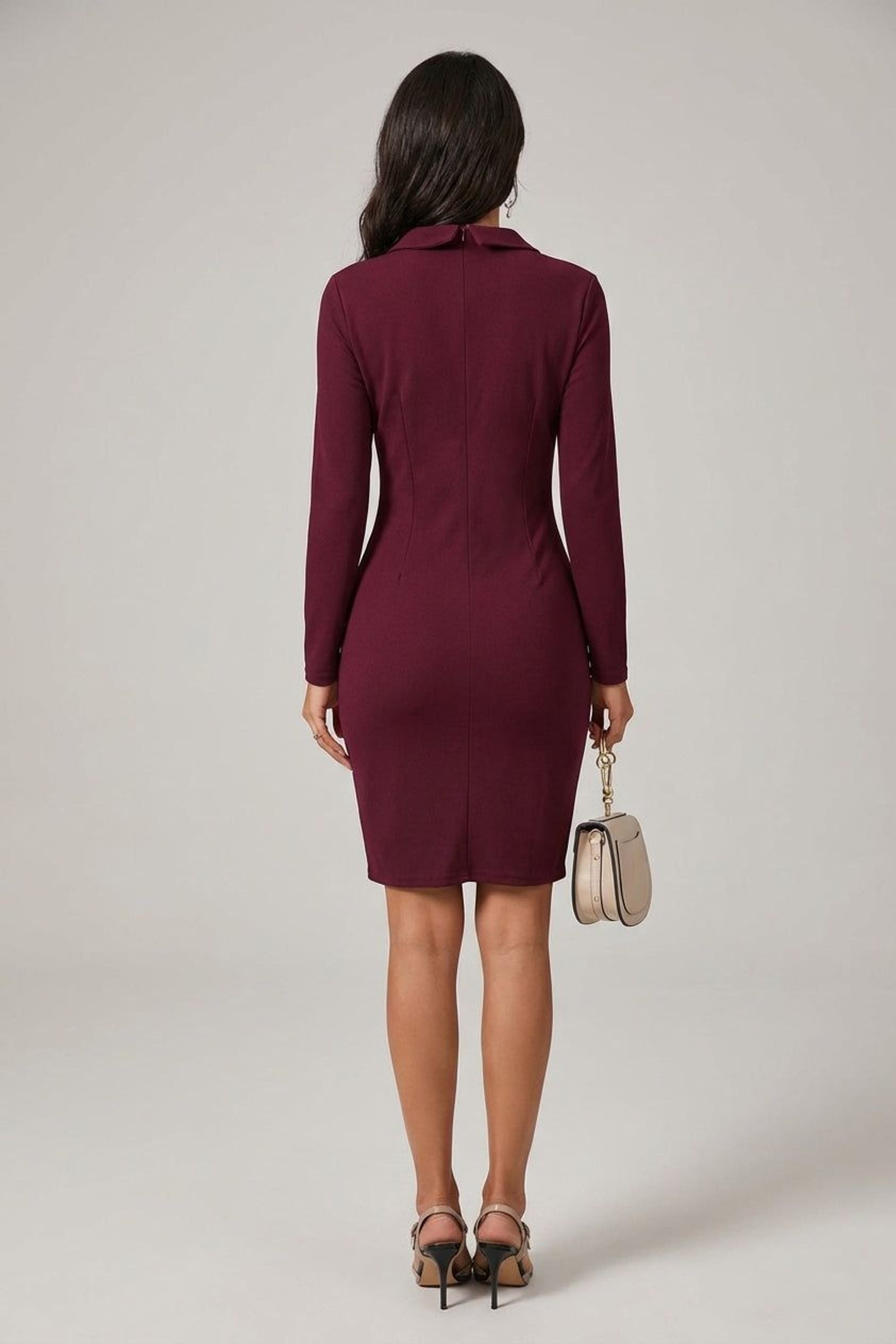Elodie Brin | Women's Long Sleeve Tailored Midi Dress