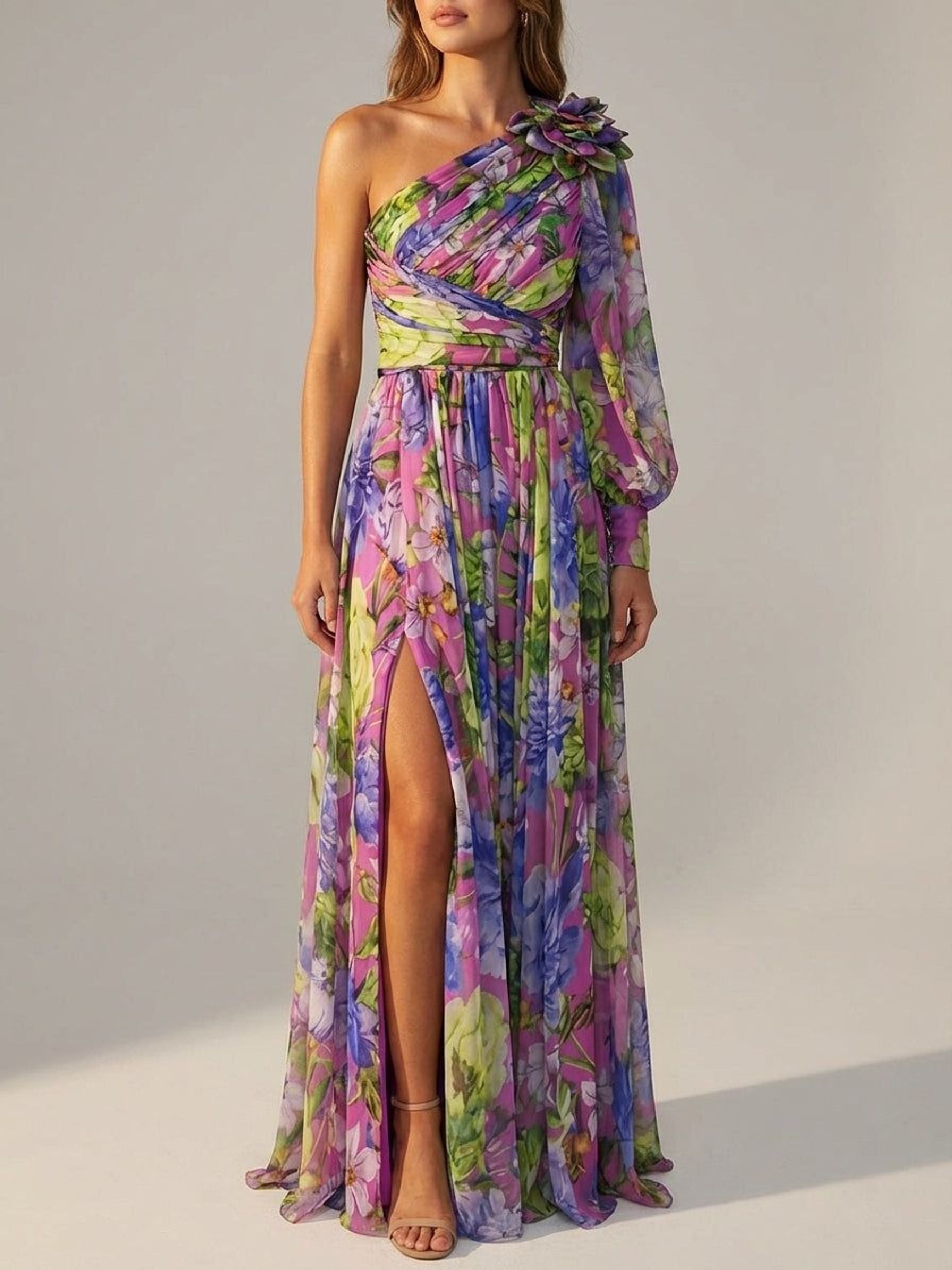 Elodie Vire | Women's Lilac Side Slit Maxi Dress