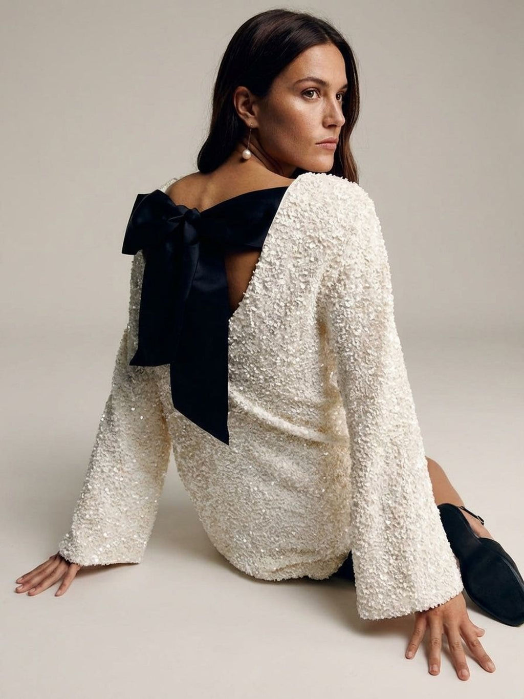 Elena Valt | Women's Sequin Bow Dress in Elegant Colors