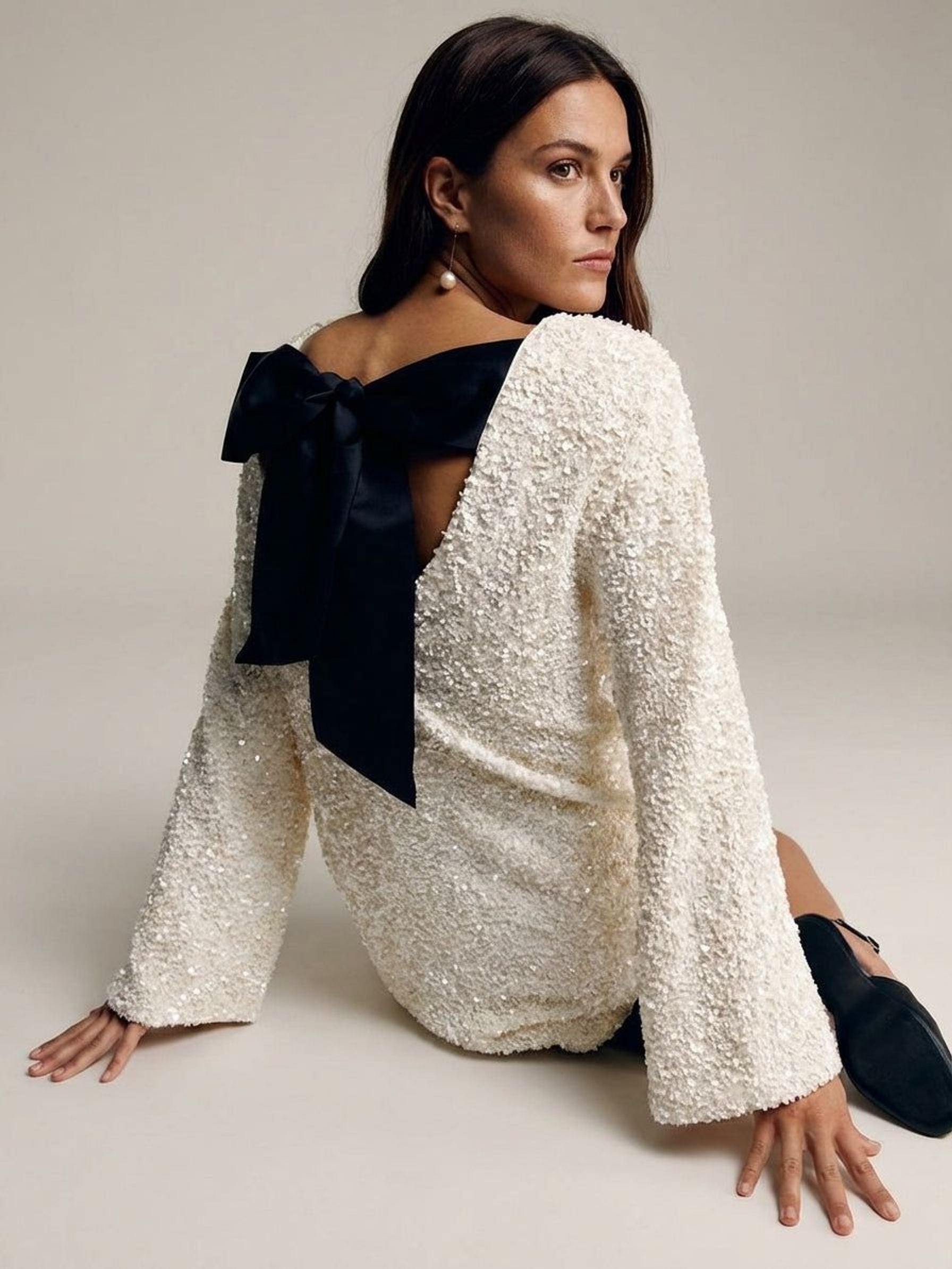 Elena Valt | Women's Sequin Bow Dress in Elegant Colors