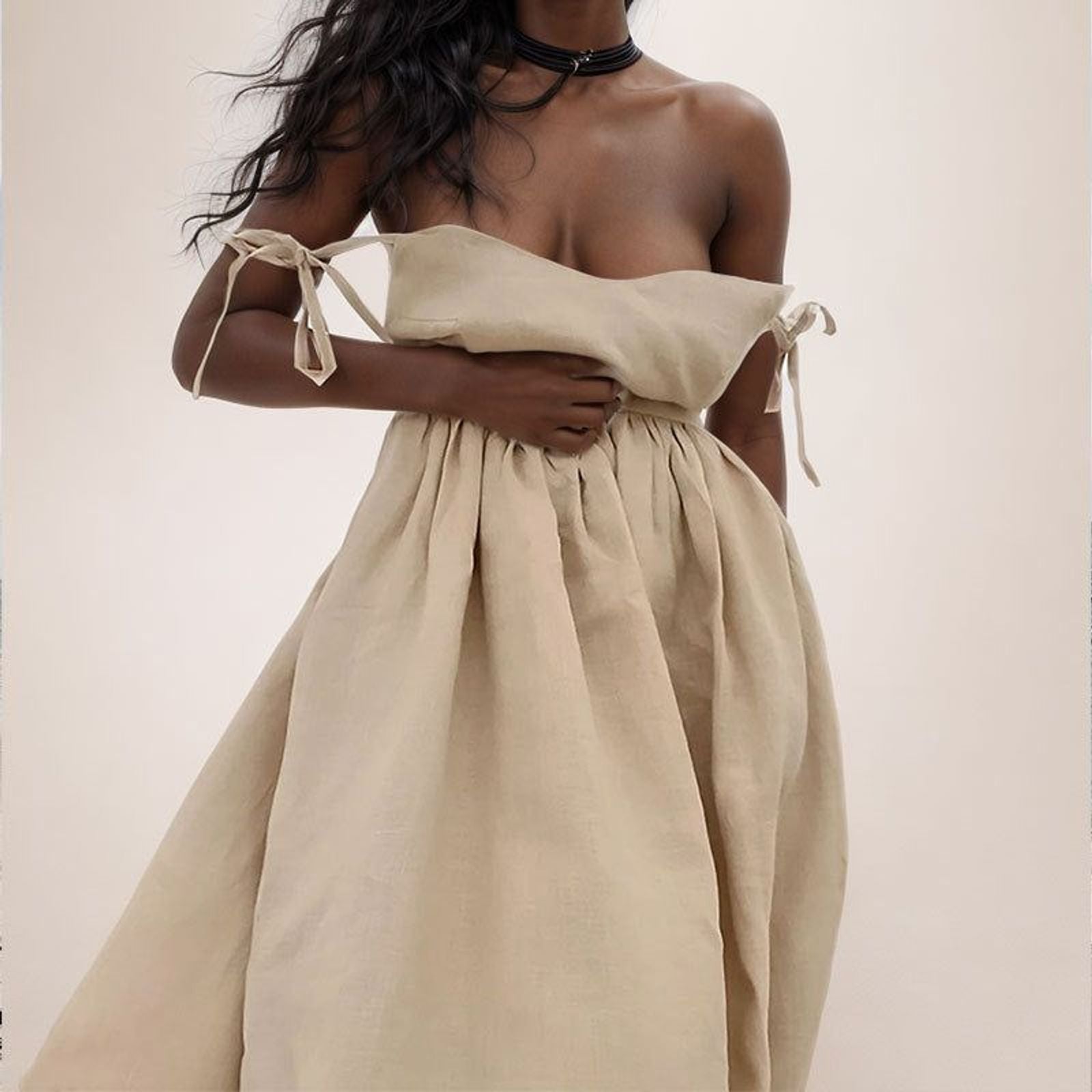 Elodie Venn | Women's Linen Adjustable Midi Dress