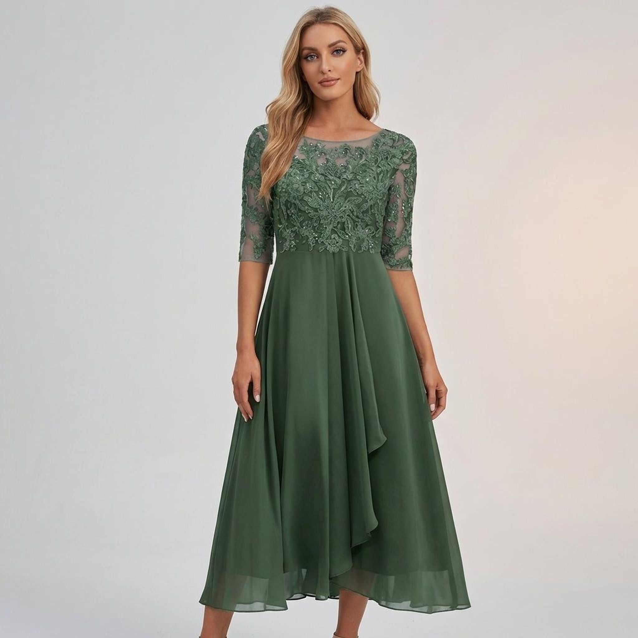 Elara Faye | Women's Elegant Midi Dress for Weddings
