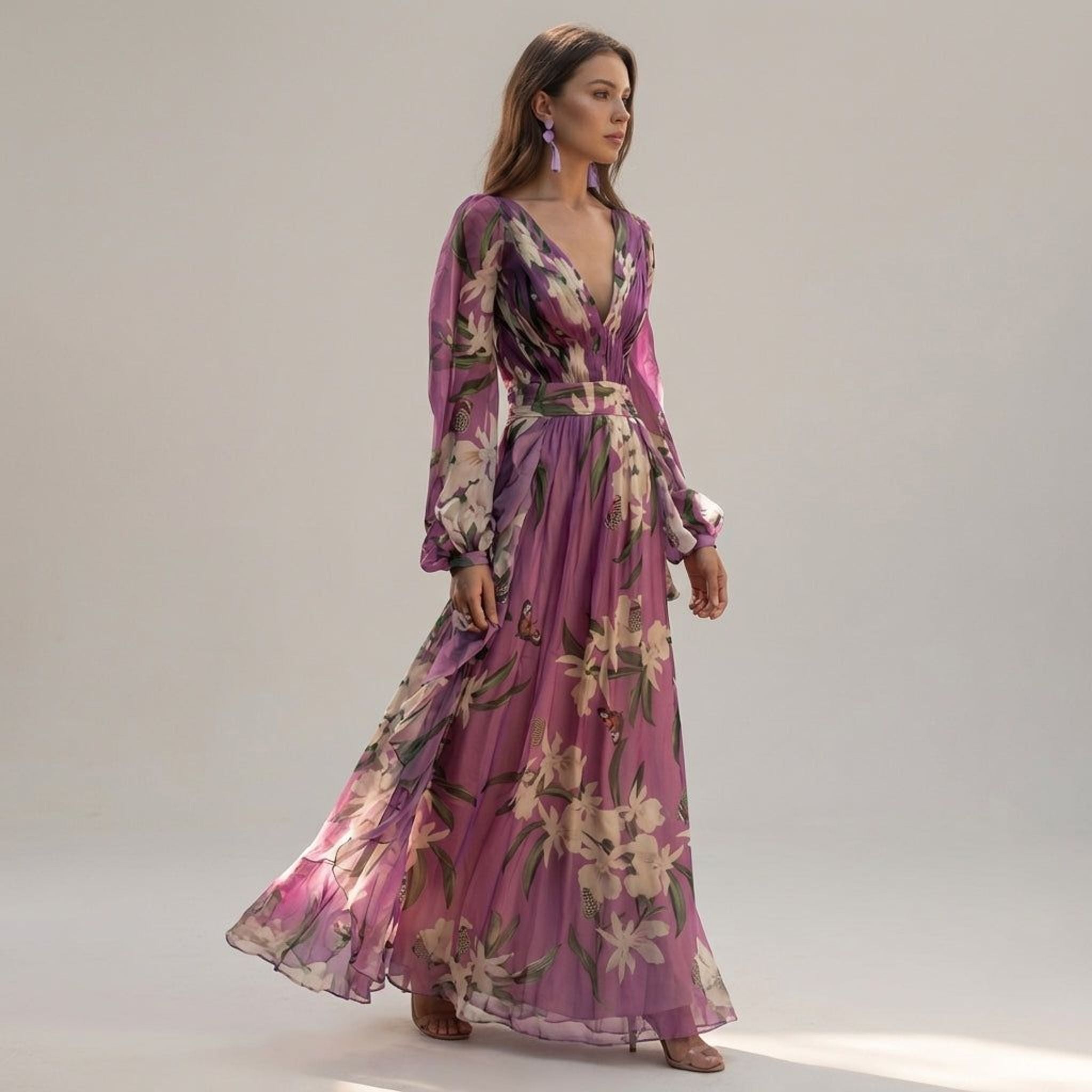 Amélie Tress | Women's Elegant Maxi Dress in Purple