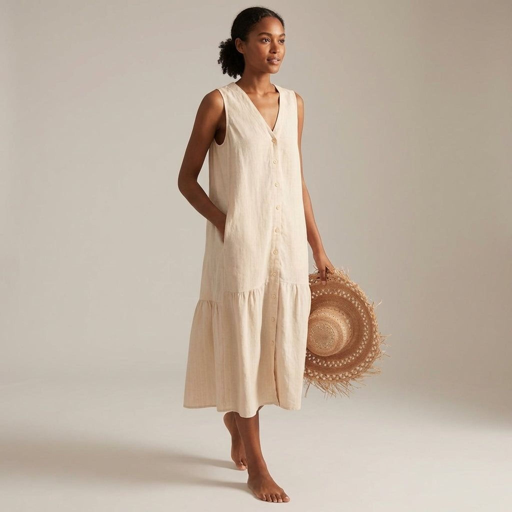 Elena Voss | Women's Linen V-Neck Summer Dress