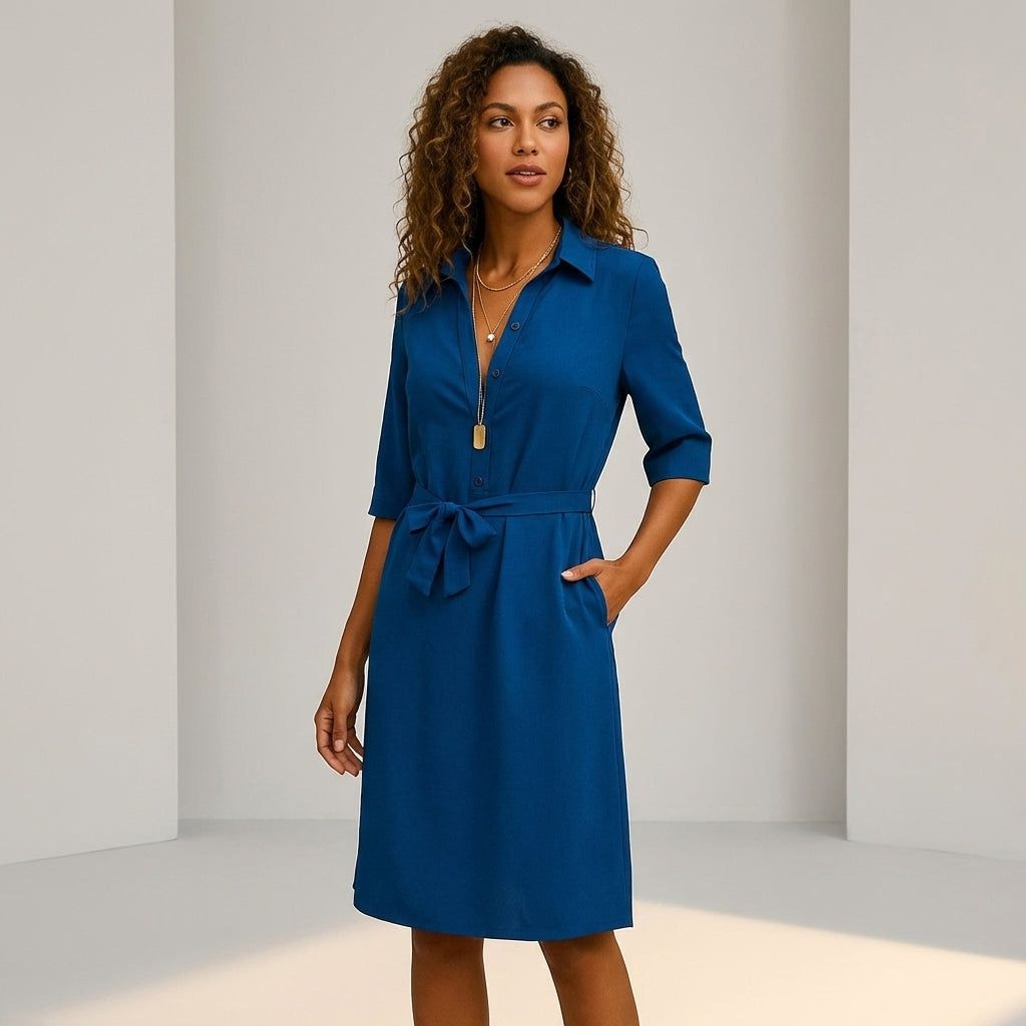 Elara Voss | Women's Casual Midi Dress in Vibrant Colors