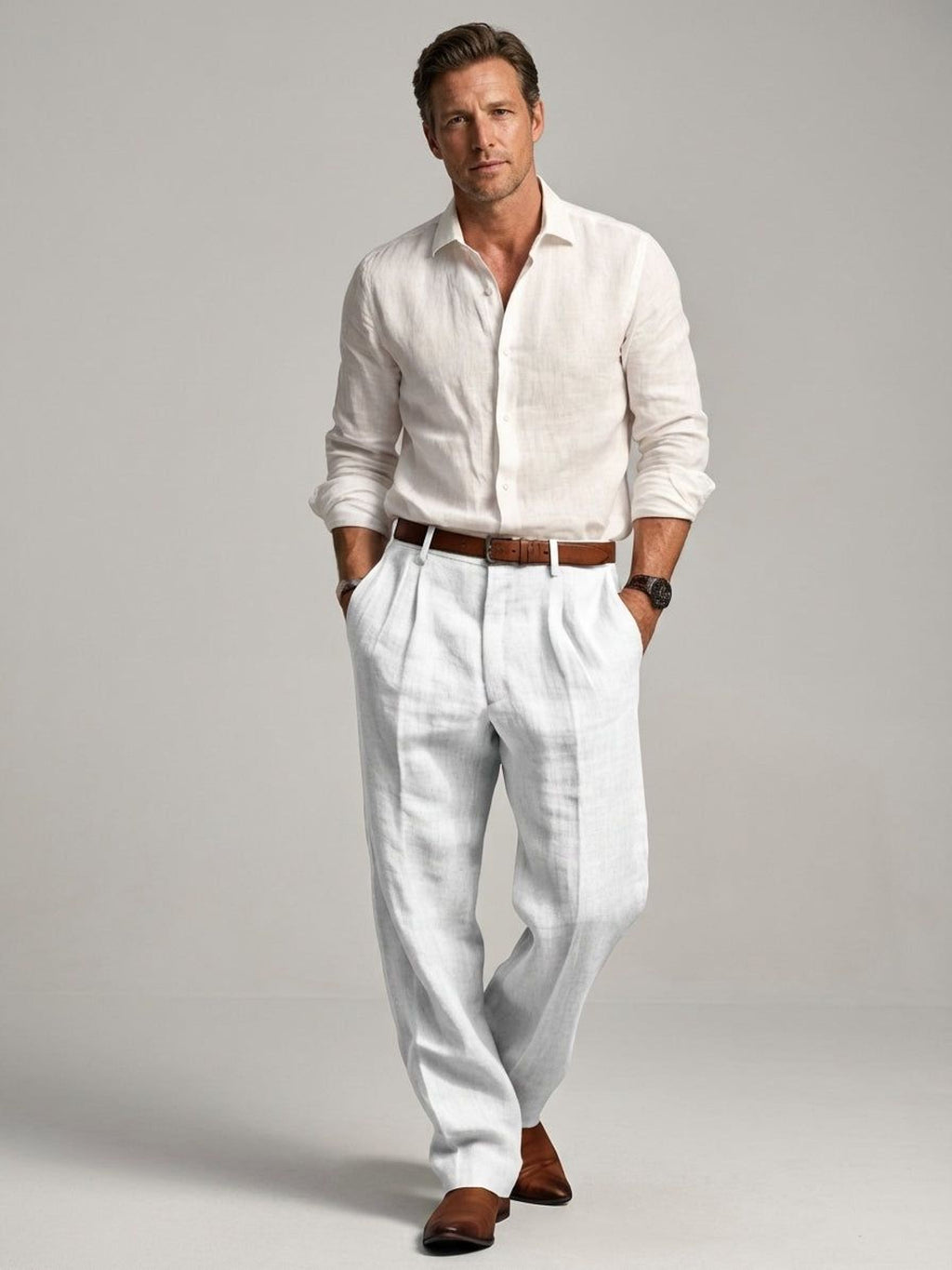 Luca Fint | Men's Relaxed Fit Linen Trousers