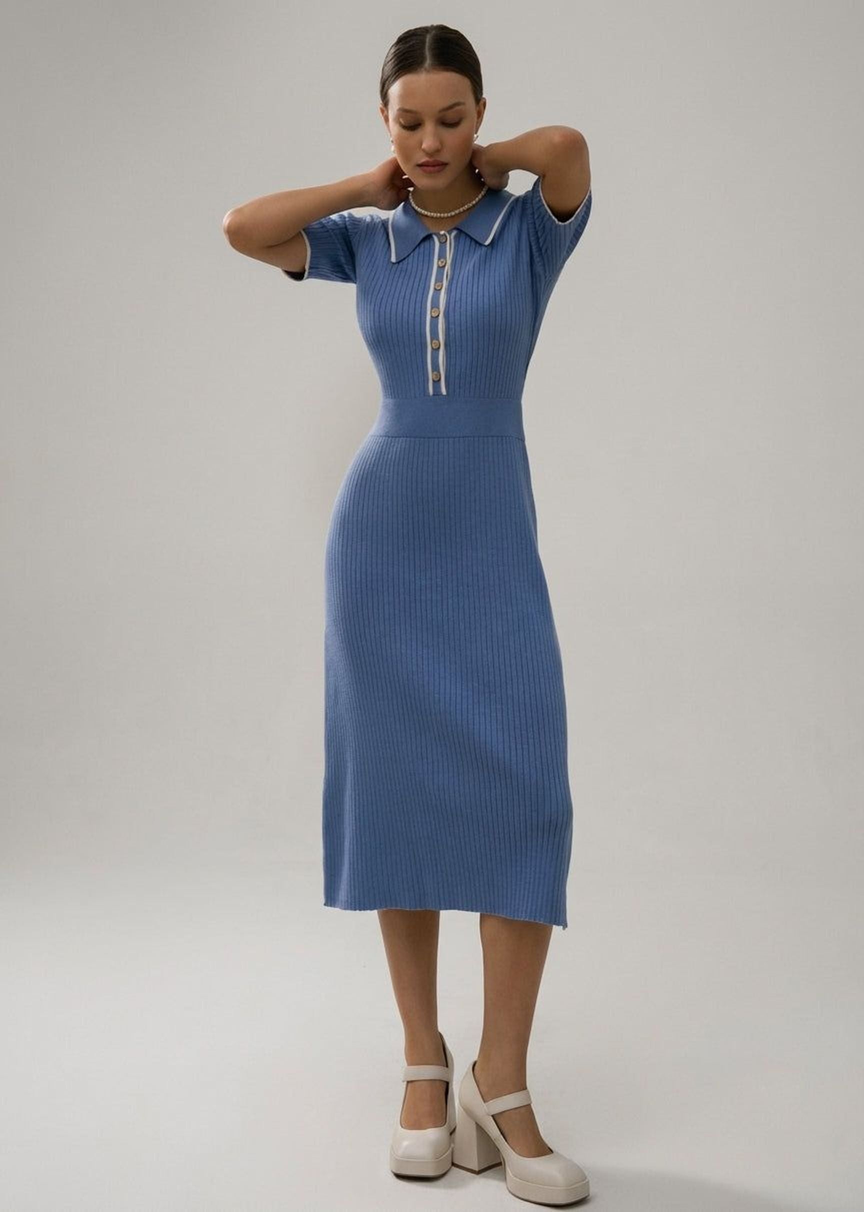 Elena Voss | Women's Polo Style Midi Dress