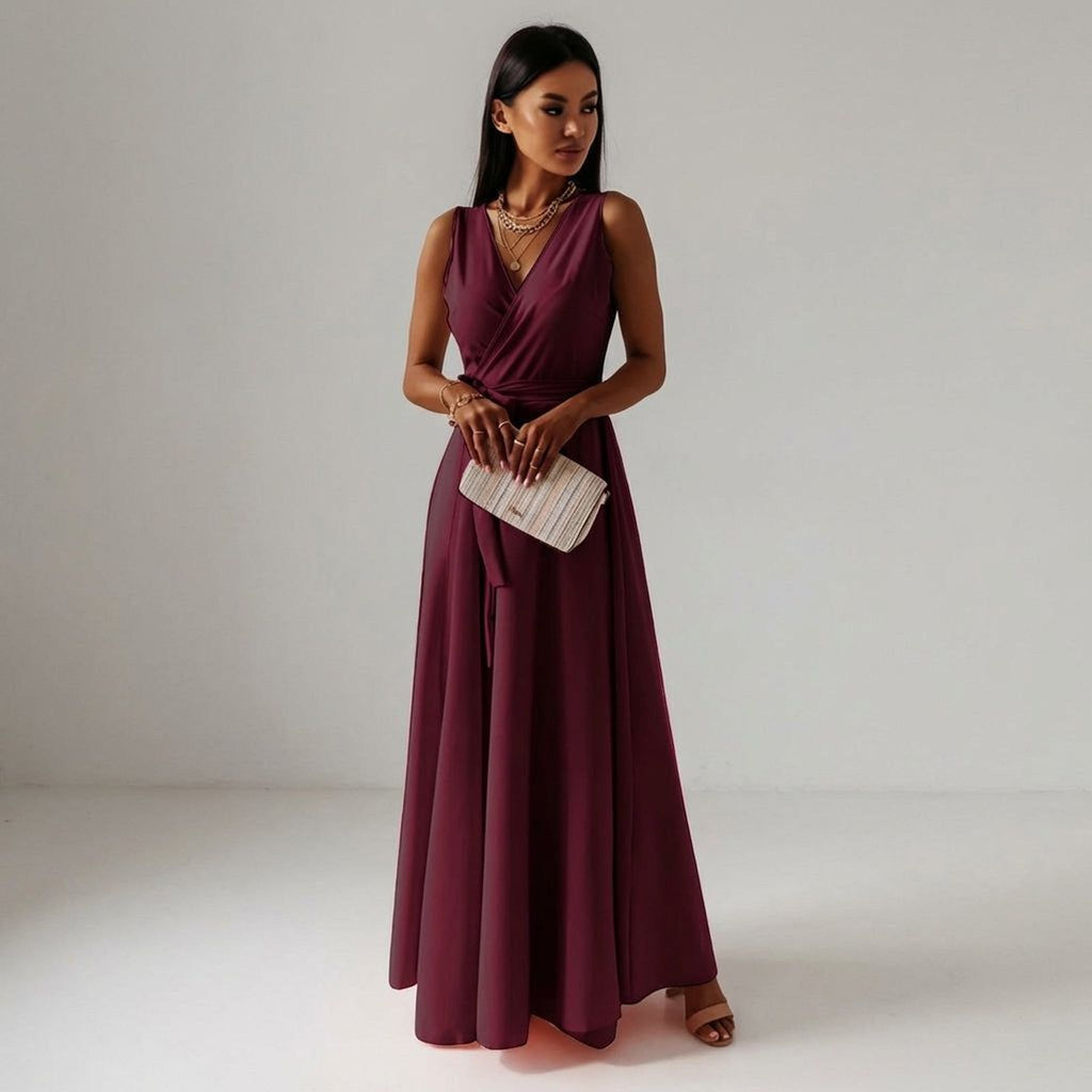Elara Voss | Women's Elegant V-Neck Long Dress