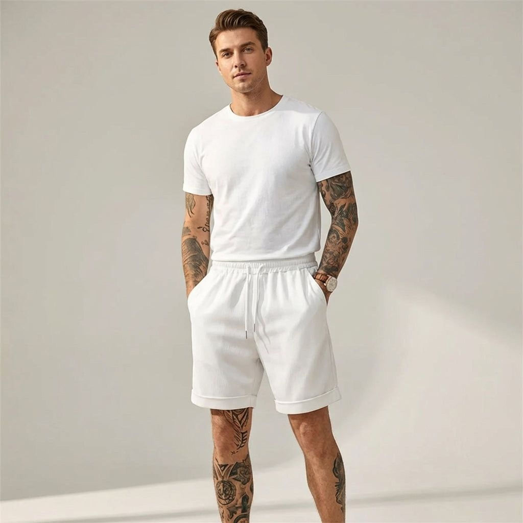 Luca Brin | Men's Cuffed Casual Shorts in Lightweight Fabric