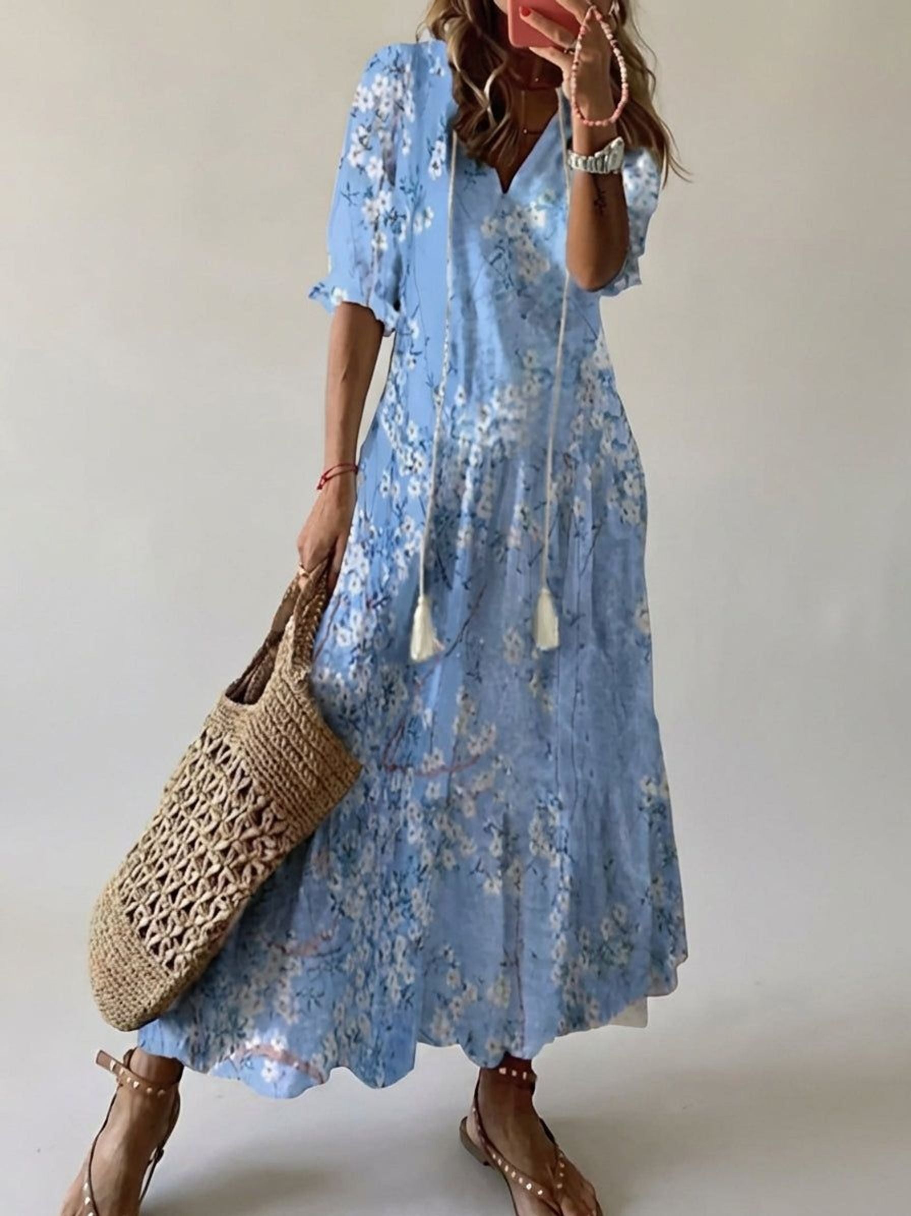 Camille Vire | Women's Bohemian Long Dress in Multiple Colors