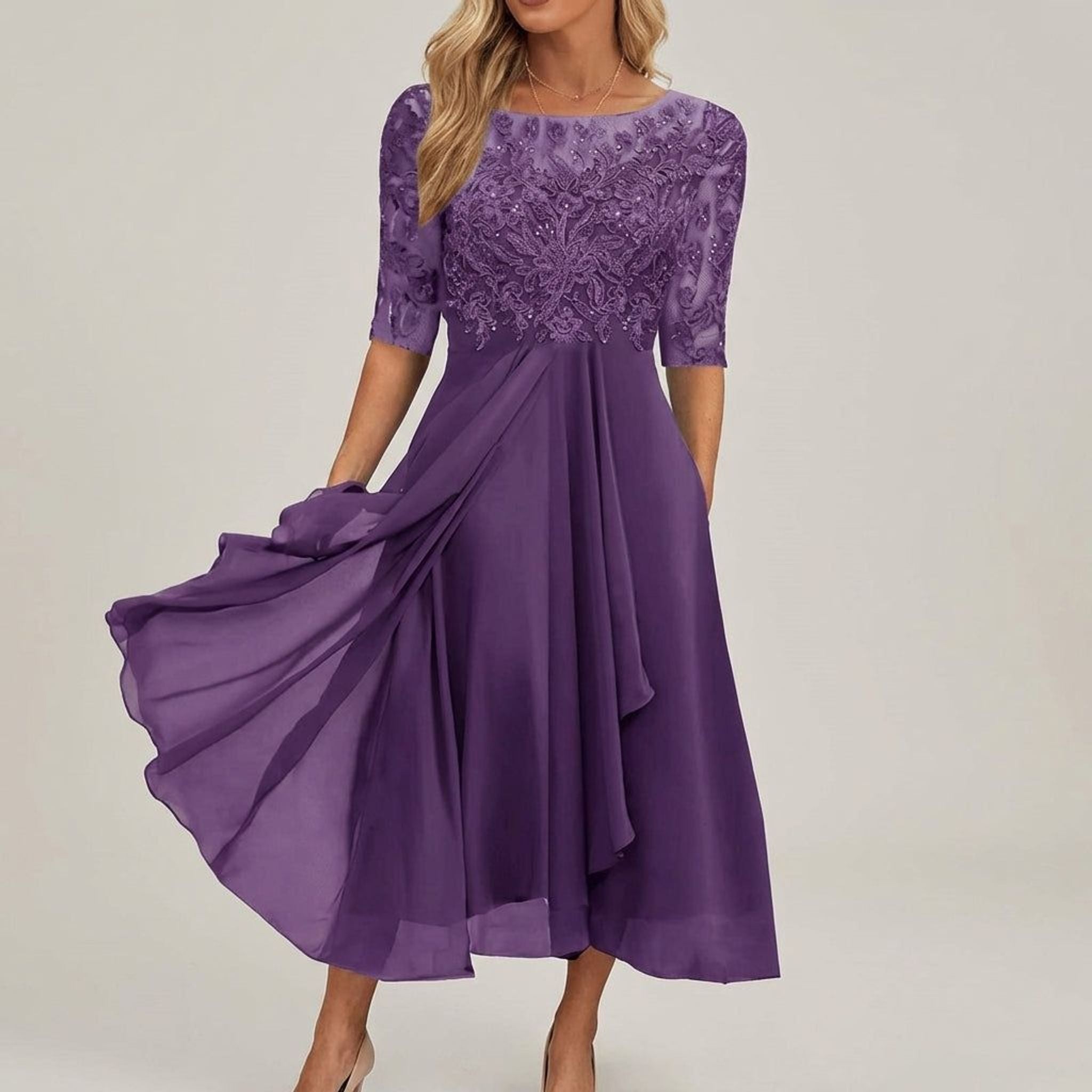 Elara Faye | Women's Elegant Midi Dress for Weddings