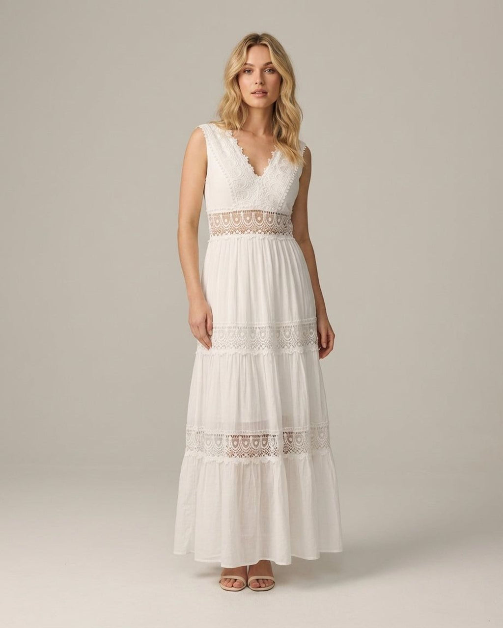 Elodie Varn | Women's Lace Midi Dress in White or Black