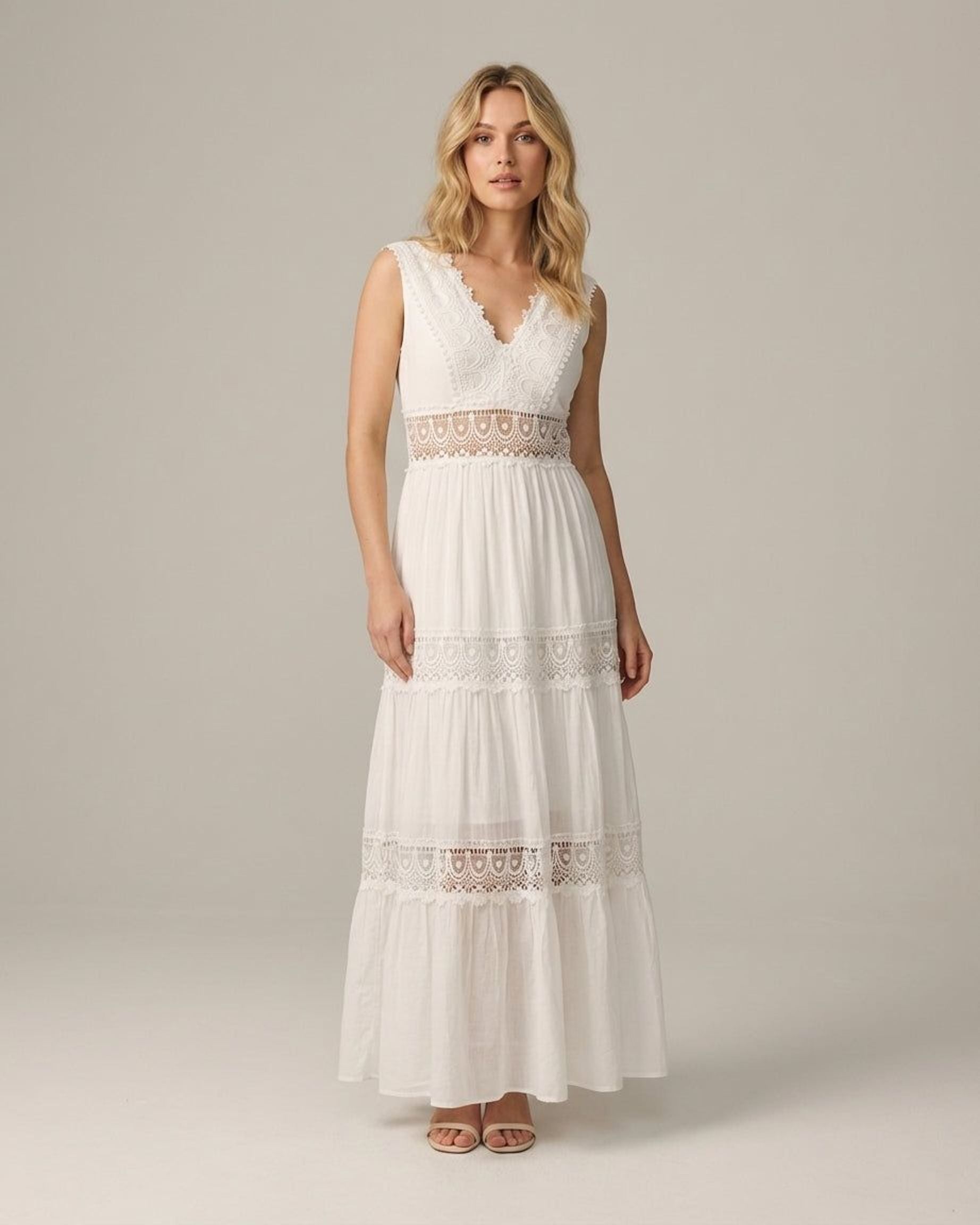 Elodie Varn | Women's Lace Midi Dress in White or Black