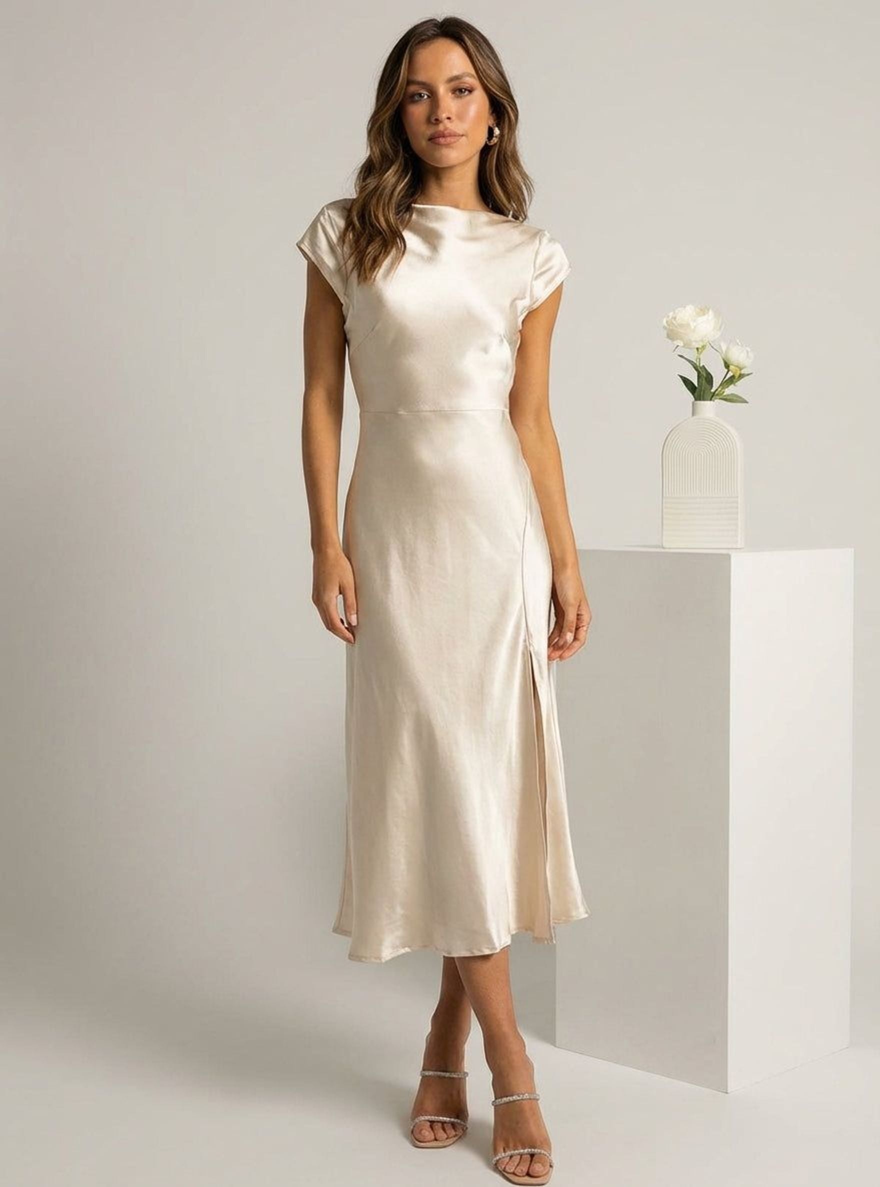 Elodie Vann | Women's Midi Slip Dress in Various Colors