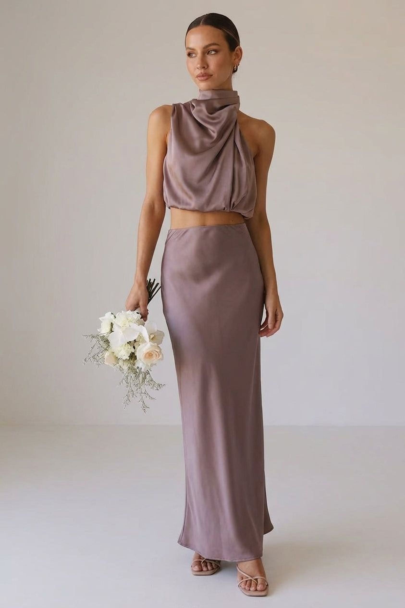 Claudette Faye | Women's Satin Maxi Dress in Various Colors