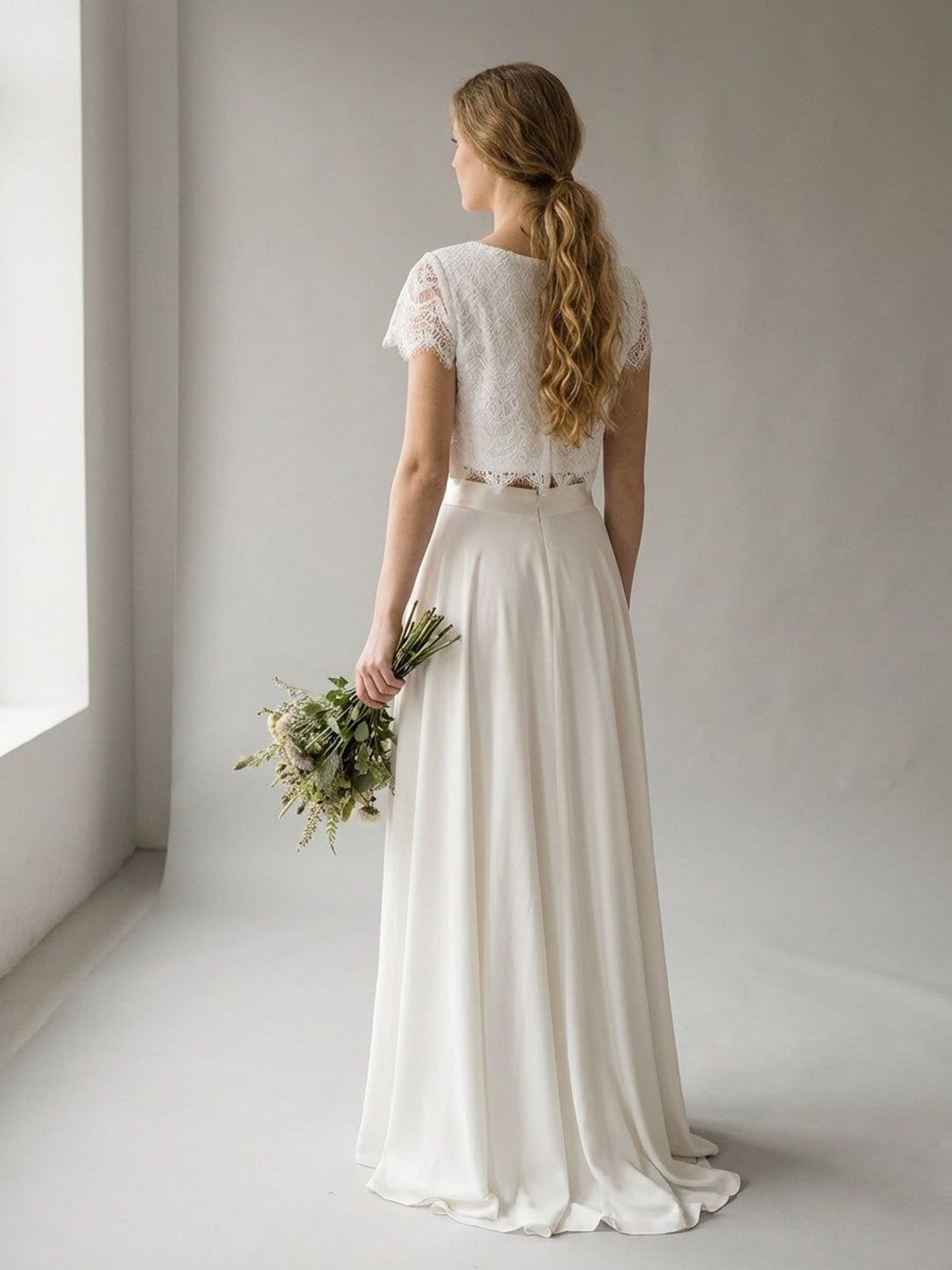 Elara Voss | Women's Elegant Two-Piece White Bridal Gown