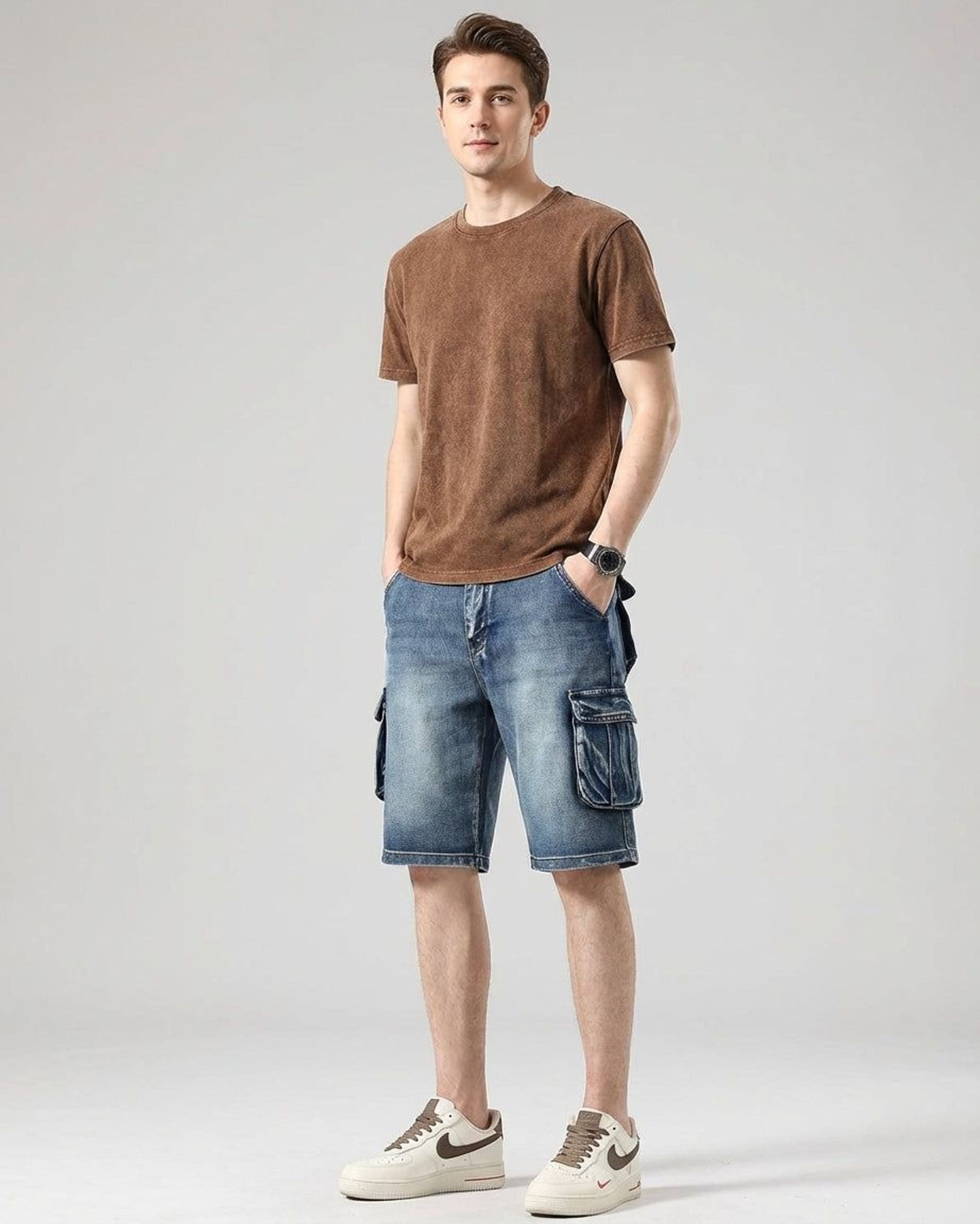 Jasper Vann | Men's Relaxed Fit Denim Cargo Shorts