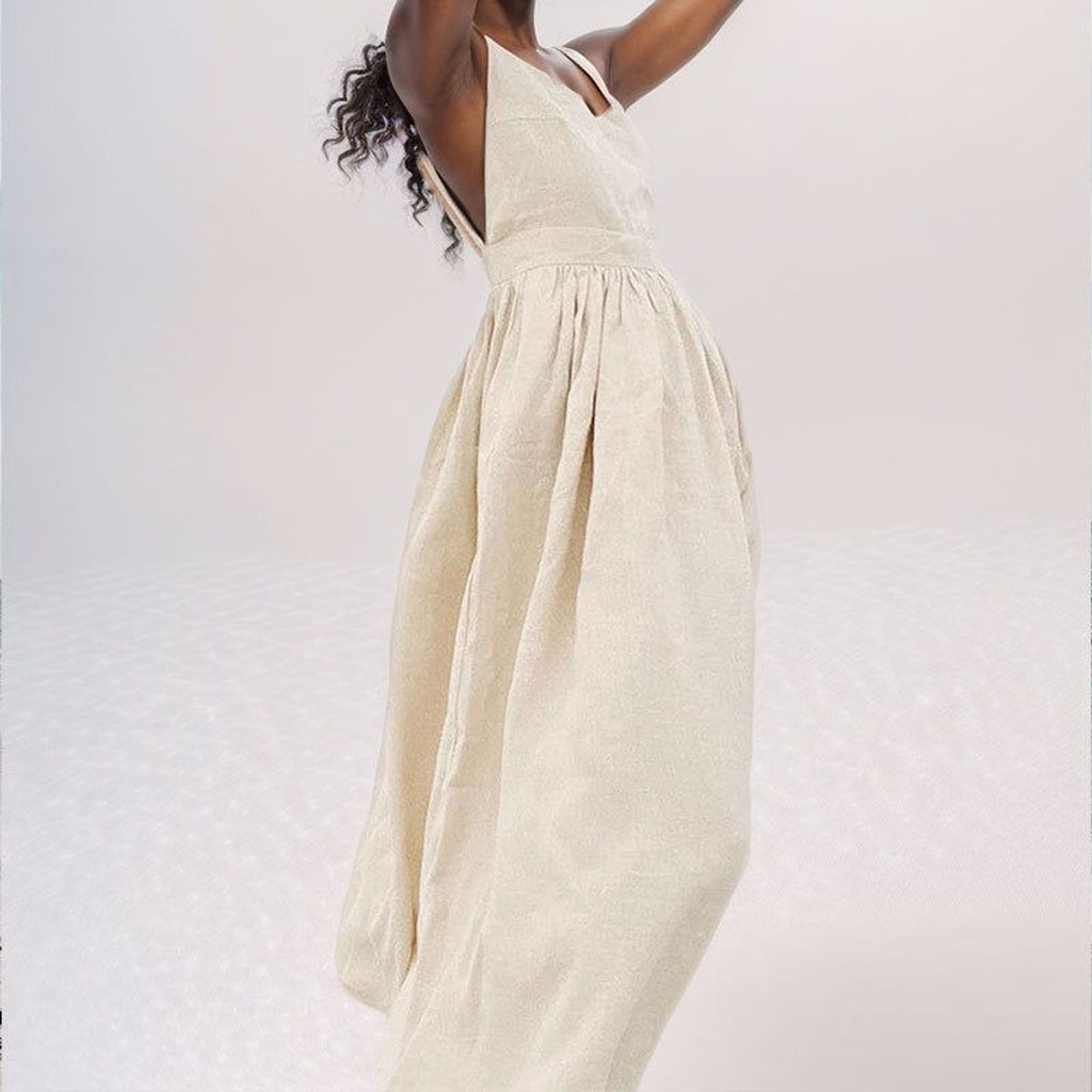 Elodie Venn | Women's Linen Adjustable Midi Dress