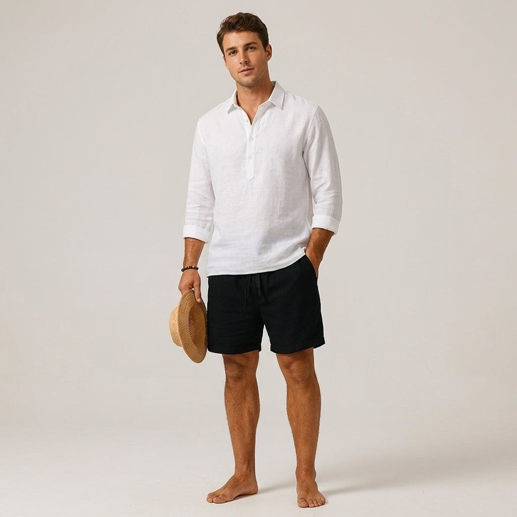 Luca Vex | Men's Casual Cotton-Linen Blend Shorts