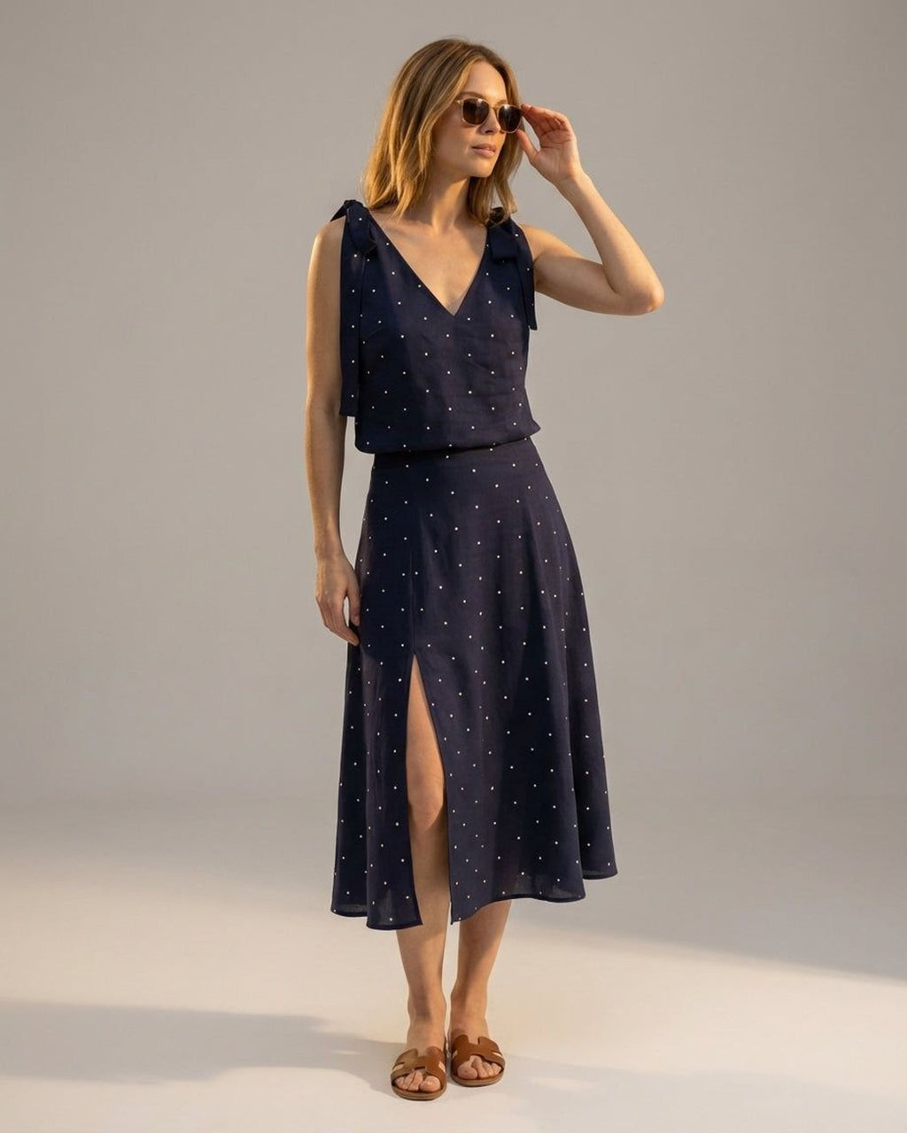 Elodie Vare | Women's A-Line Navy Midi Skirt