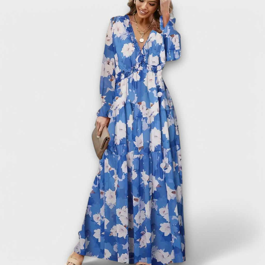 Elara Voss | Women's Pleated Floral Maxi Dress
