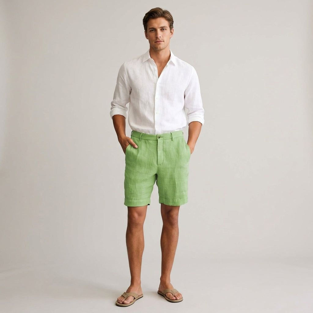 Luca Venn | Men's Relaxed Fit Linen Shorts Khaki