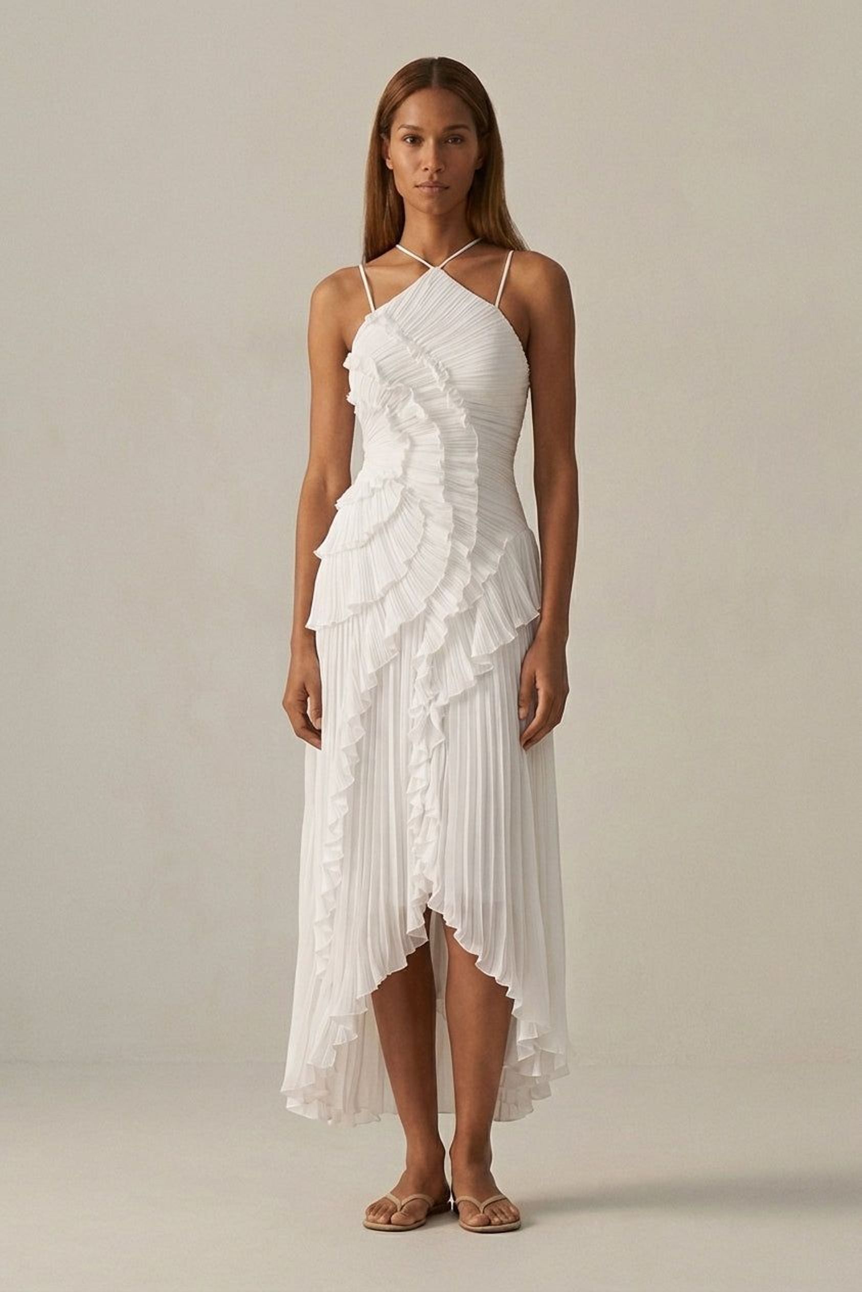 Amélie Trent | Women's Halter Ruffled Maxi Gown