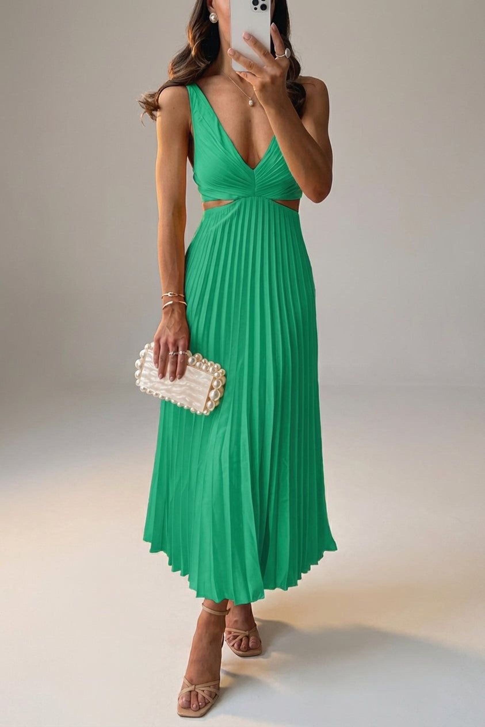 Léonie Faris | Women's Satin Pleated Evening Dress