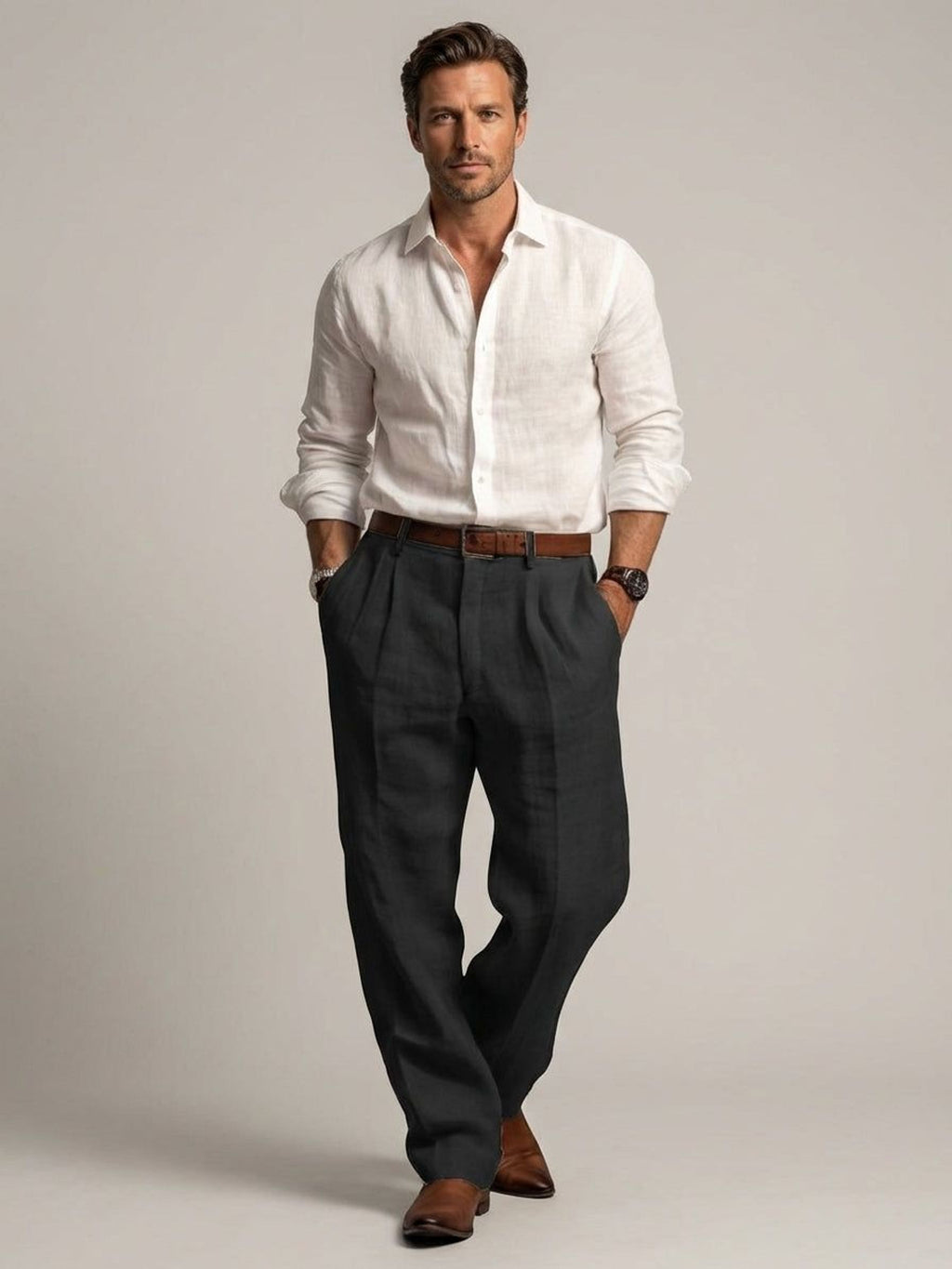Luca Fint | Men's Relaxed Fit Linen Trousers