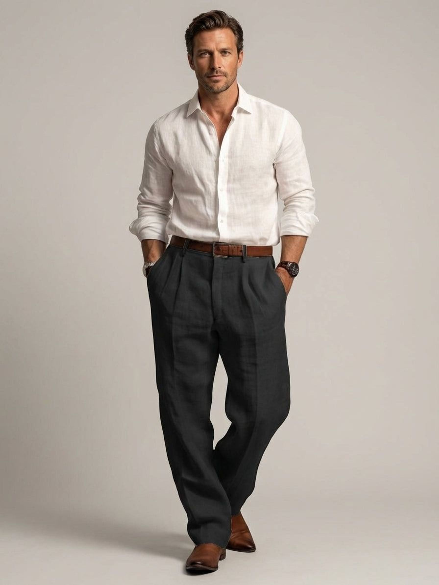Luca Fint | Men's Relaxed Fit Linen Trousers