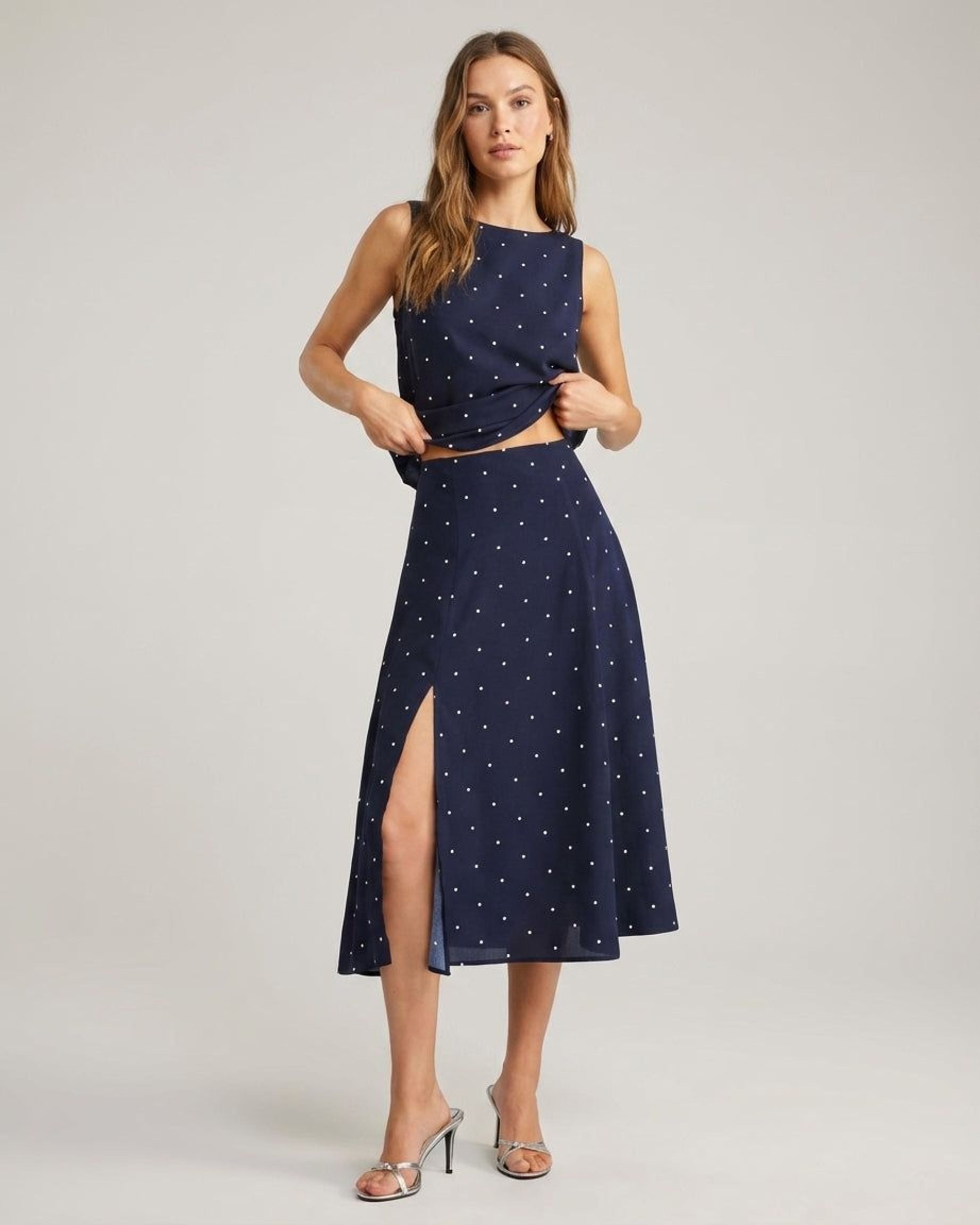 Elodie Vare | Women's A-Line Navy Midi Skirt