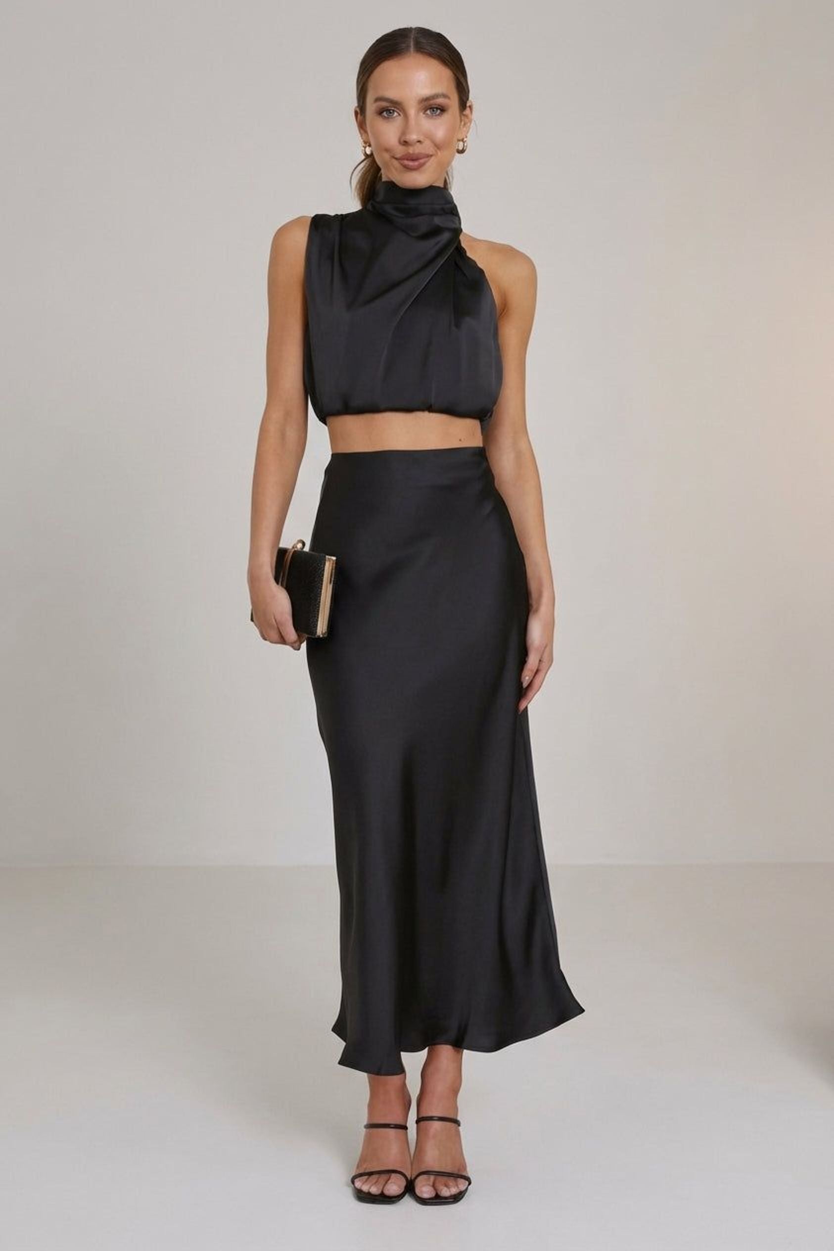 Claudette Faye | Women's Satin Maxi Dress in Various Colors