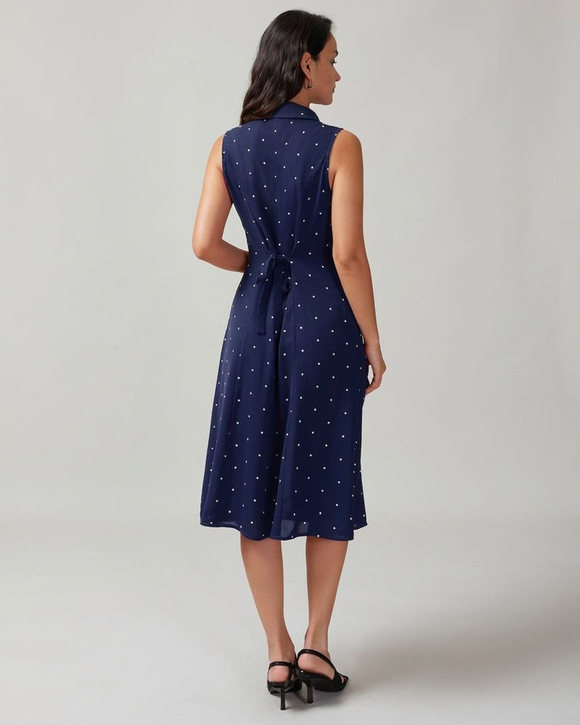 Céleste Varo | Women's Sleeveless Polka Dot Midi Dress