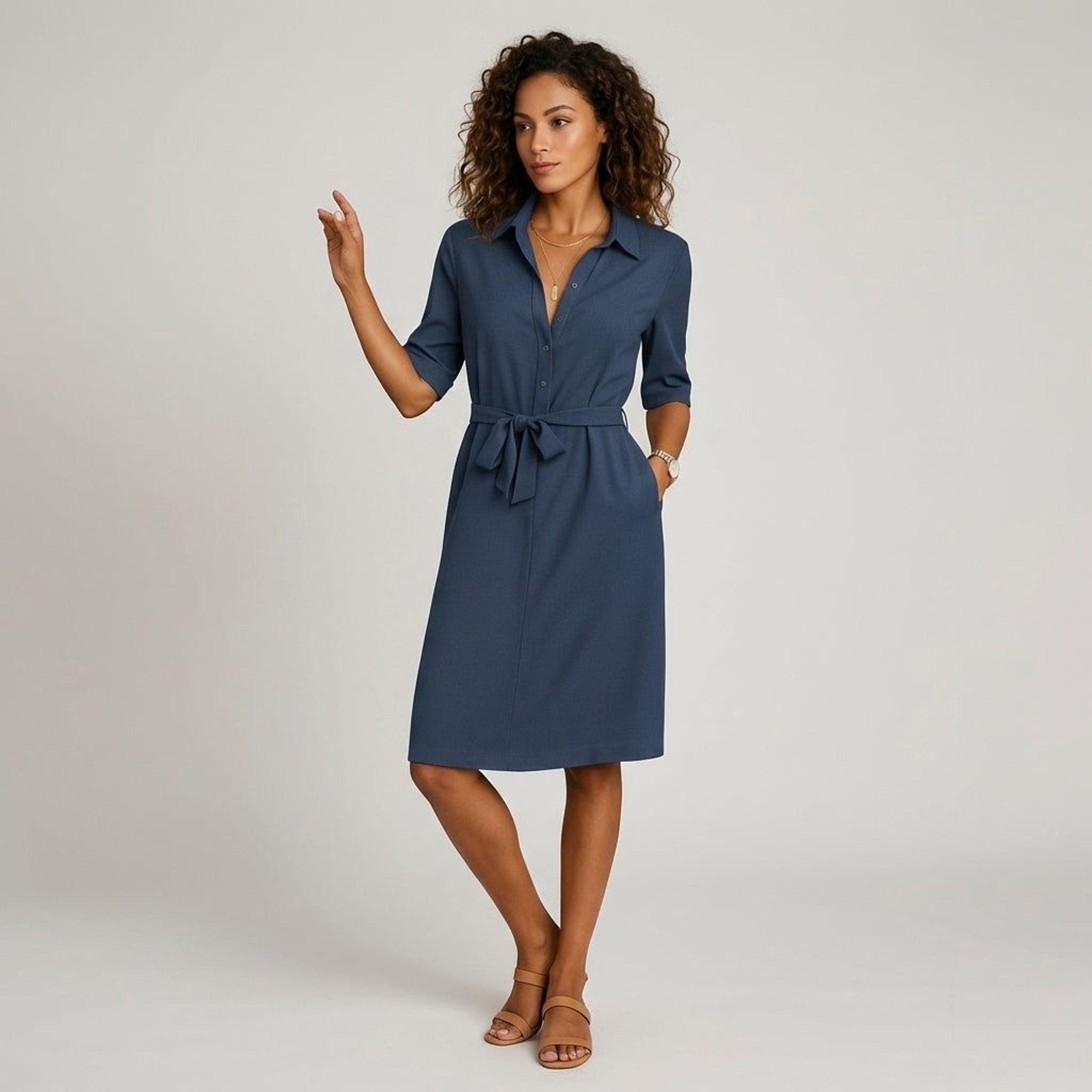 Elara Voss | Women's Casual Midi Dress in Vibrant Colors