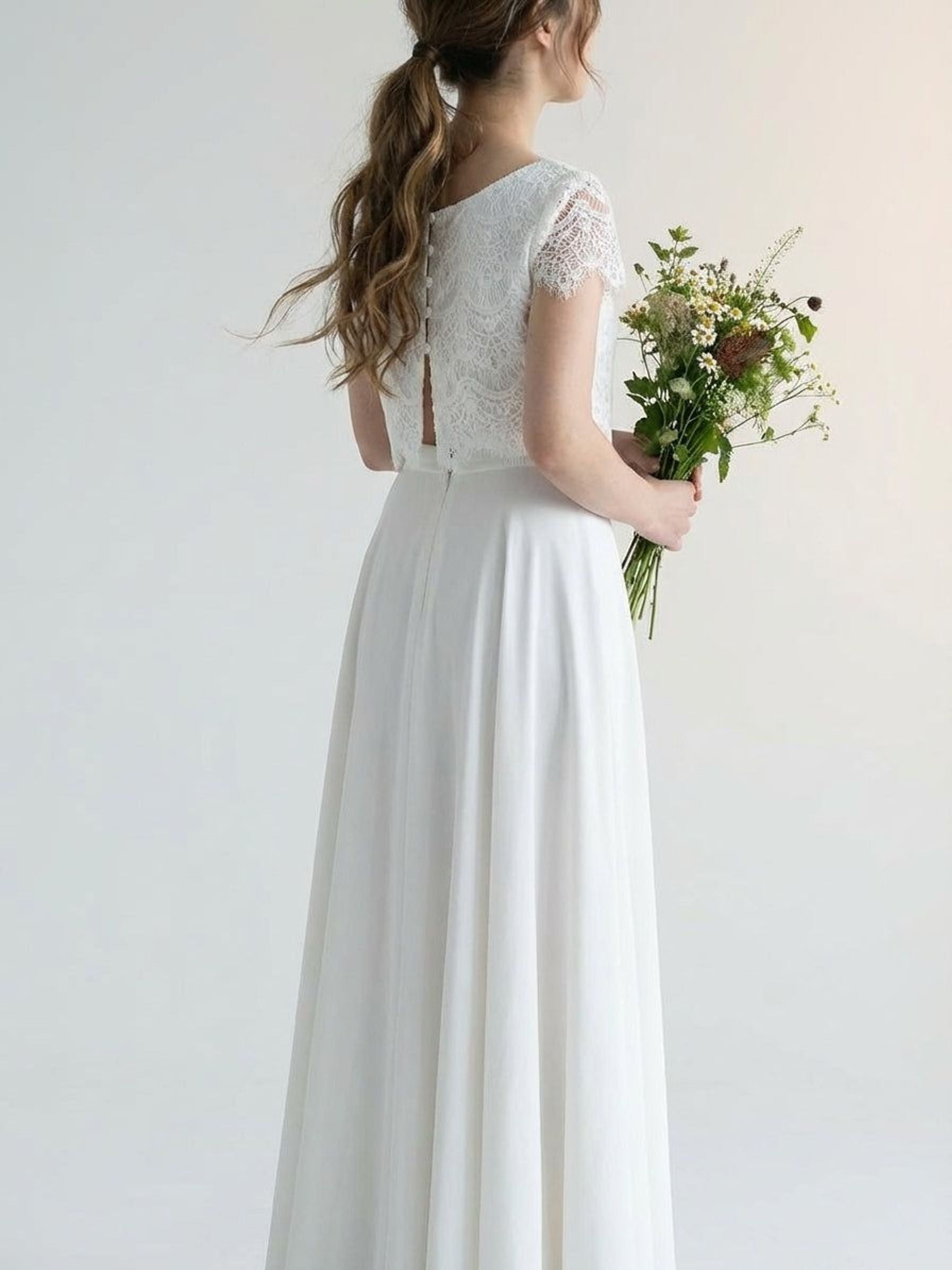 Elara Voss | Women's Elegant Two-Piece White Bridal Gown