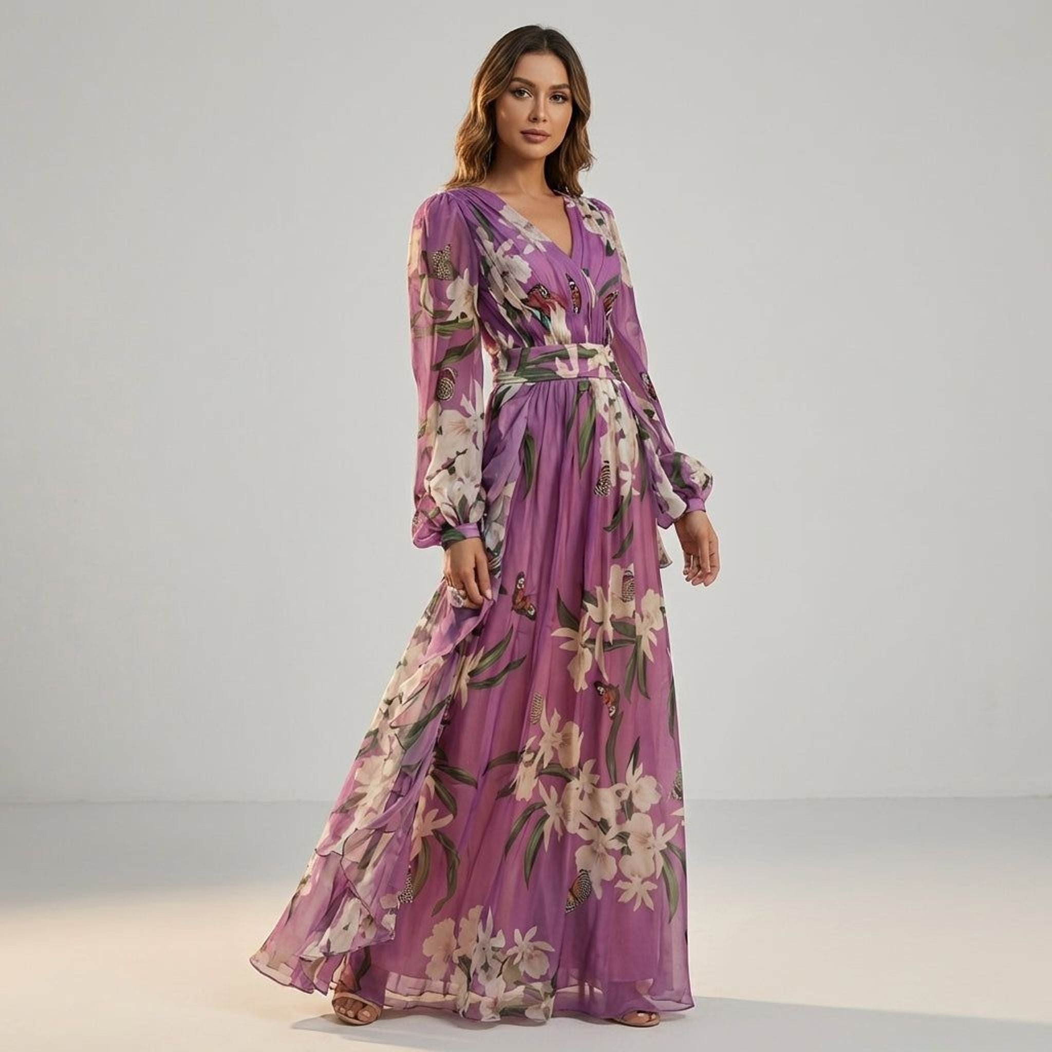 Amélie Tress | Women's Elegant Maxi Dress in Purple