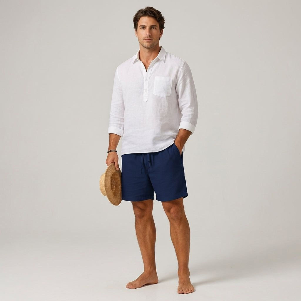 Luca Vex | Men's Casual Cotton-Linen Blend Shorts