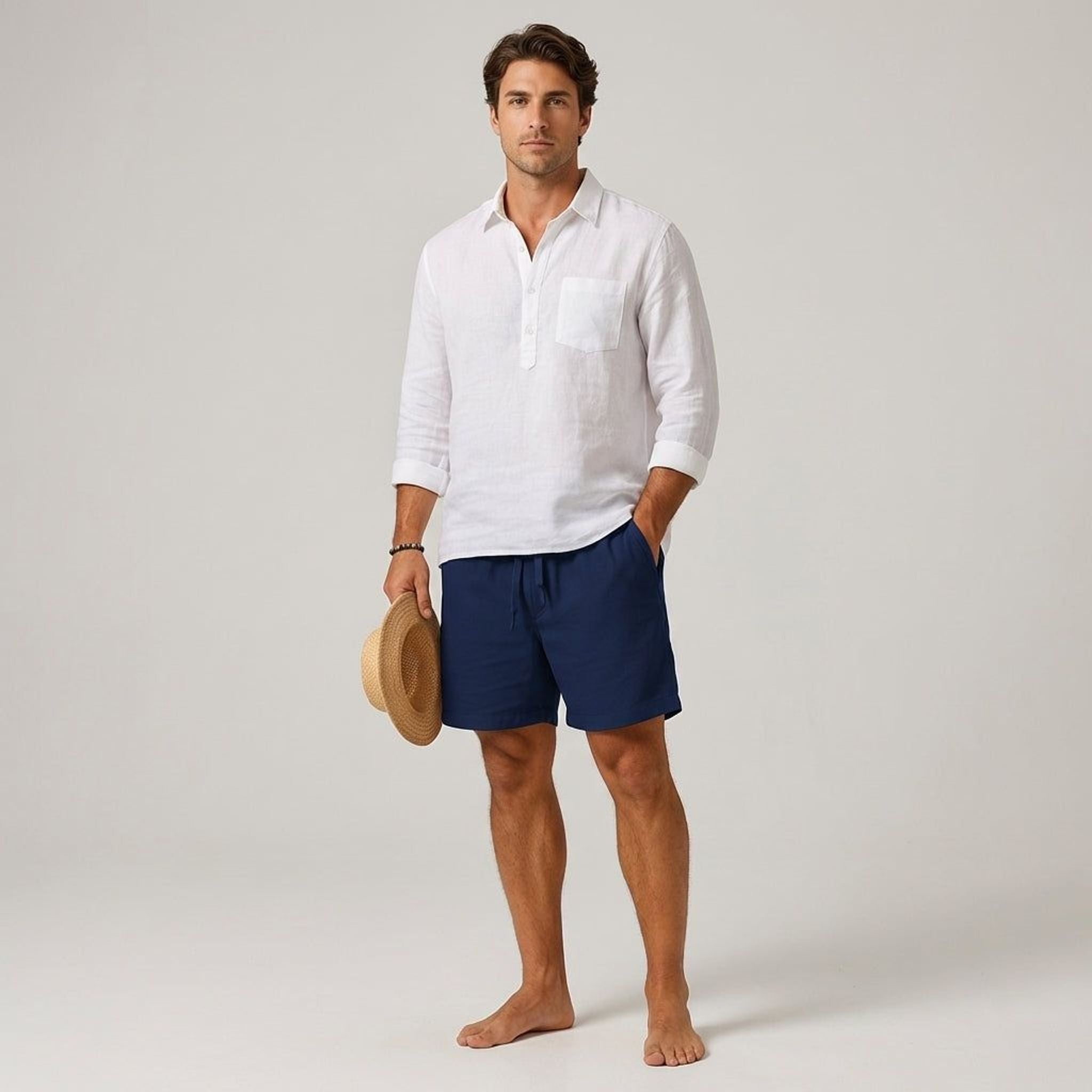 Luca Vex | Men's Casual Cotton-Linen Blend Shorts