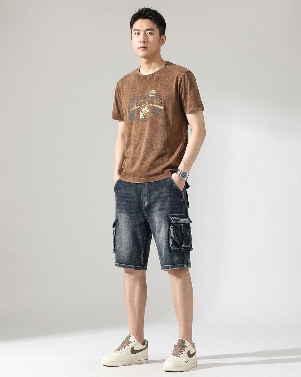 Jasper Vann | Men's Relaxed Fit Denim Cargo Shorts