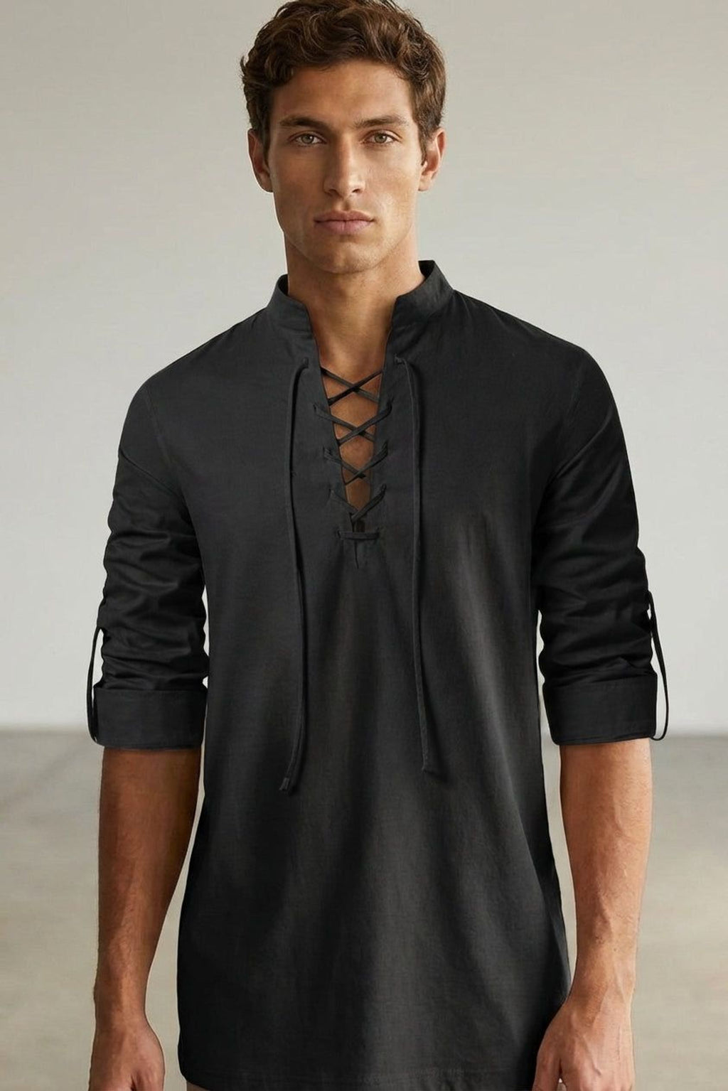 Lorian Vex | Men's Lace-Up Long Sleeve Shirt