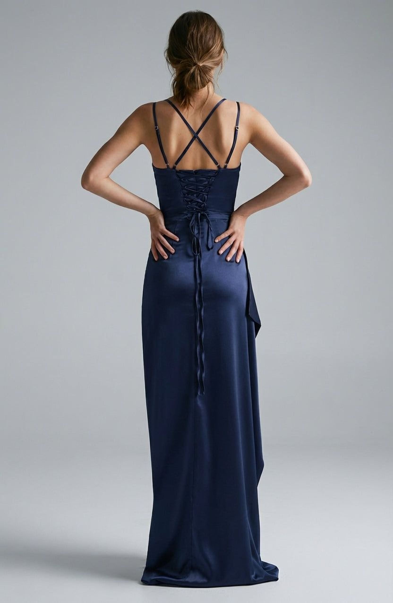 Elodie Voss | Women's Elegant Navy Evening Maxi Dress