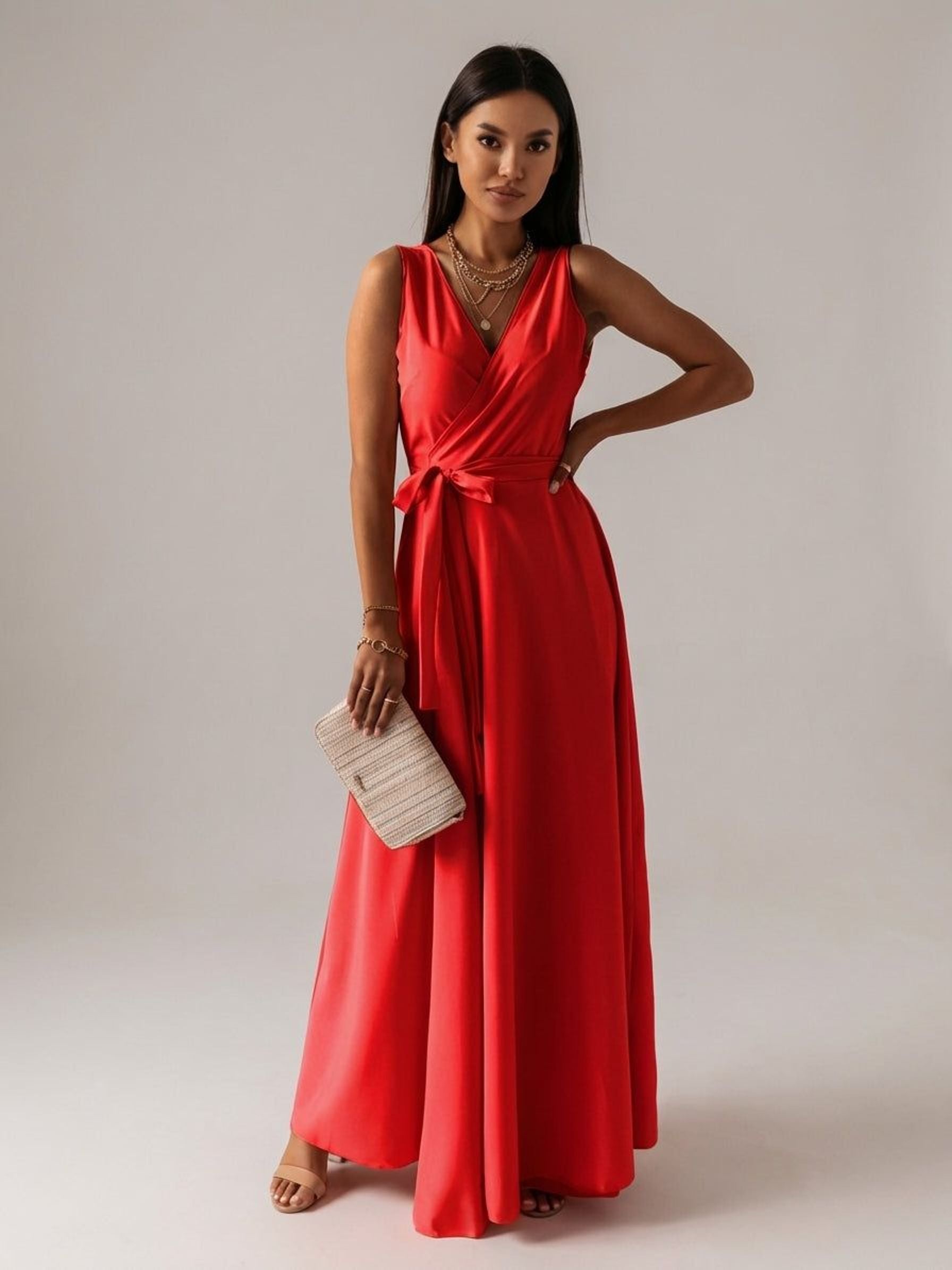 Elara Voss | Women's Elegant V-Neck Long Dress